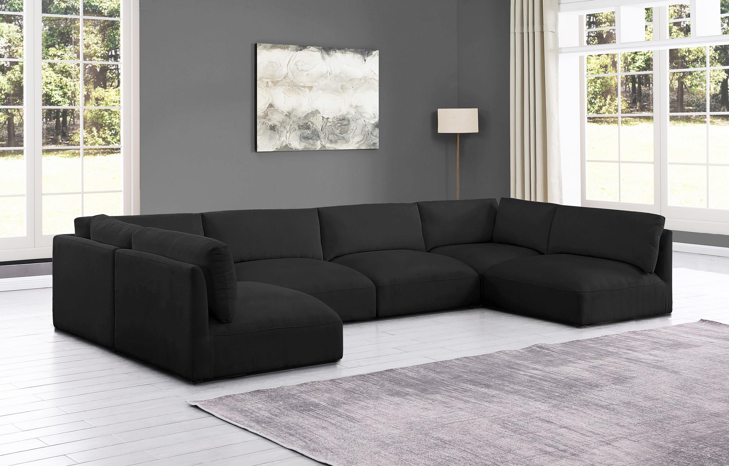 

    
Plush Black Fabric Modular Sectional Sofa EASE 696Black-Sec6A Meridian Modern
