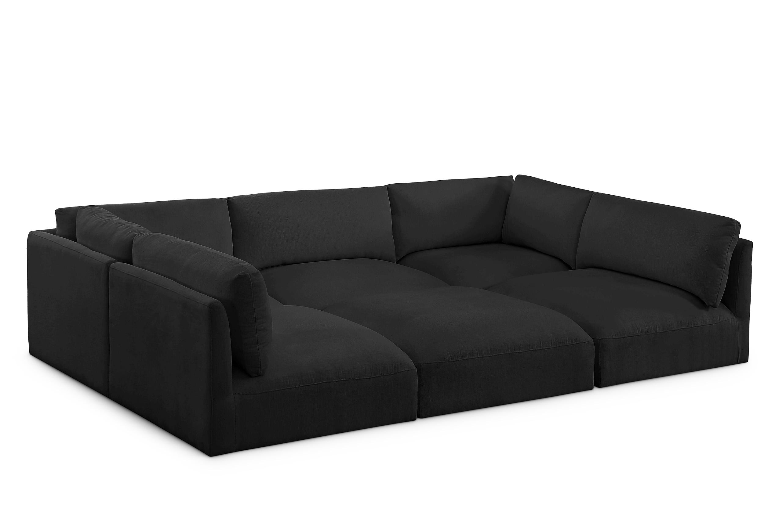 Contemporary, Modern Modular Sectional Sofa EASE 696Black-Sec6B 696Black-Sec6B in Black Fabric