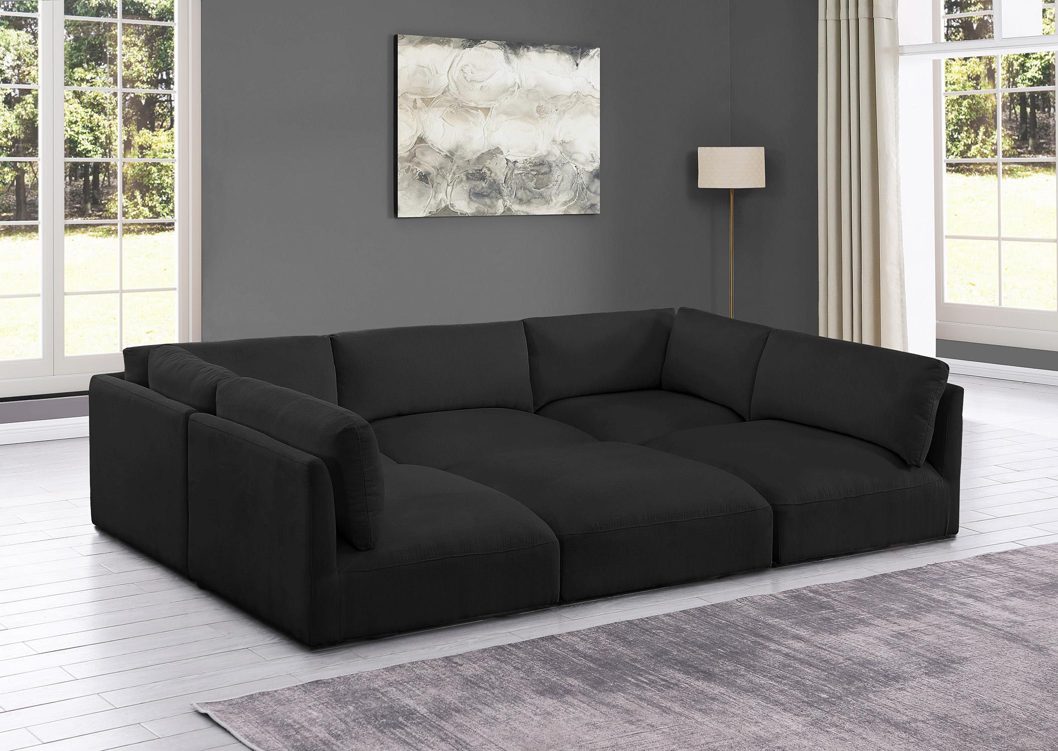 

    
Plush Black Fabric Modular Sectional Sofa EASE 696Black-Sec6B Meridian Modern
