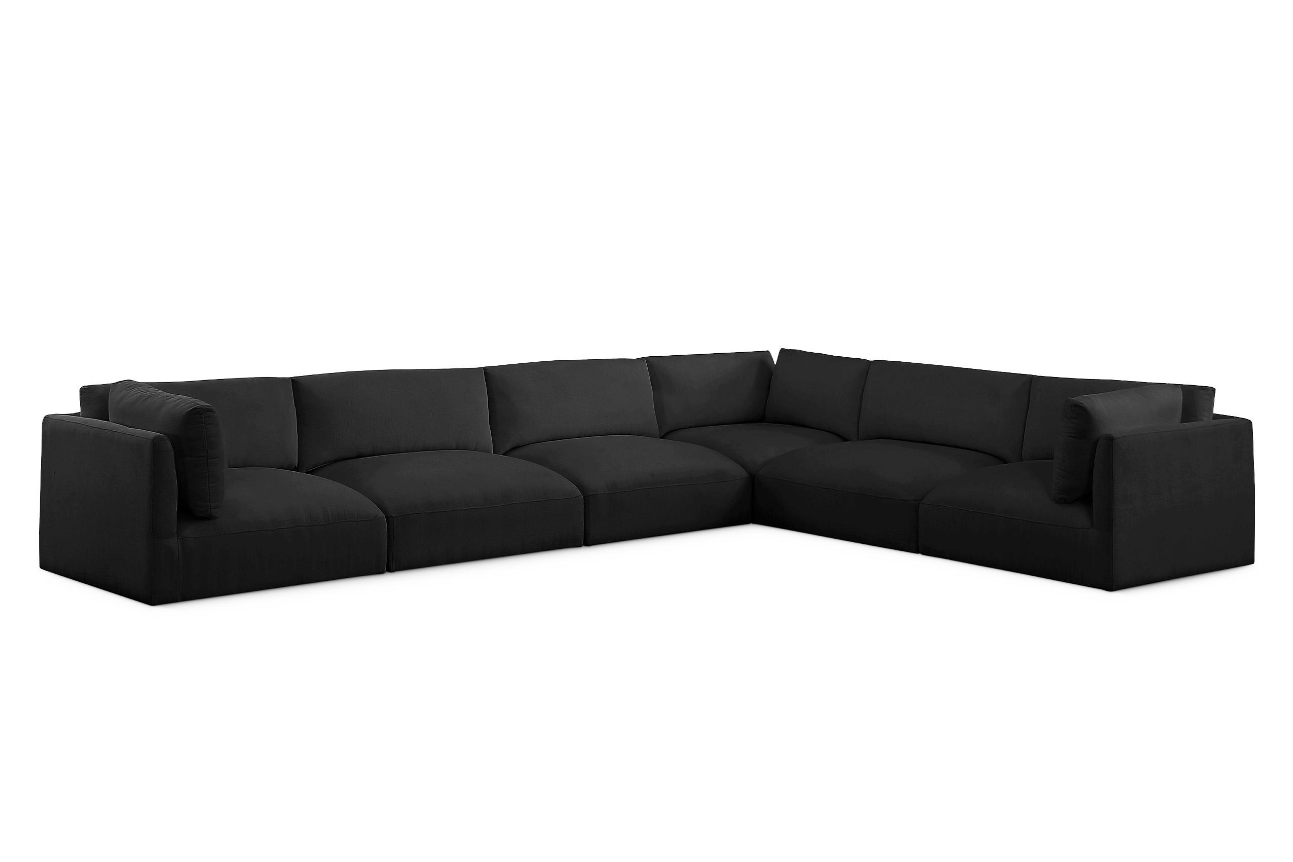 

    
Plush Black Fabric Modular Sectional Sofa EASE 696Black-Sec6D Meridian Modern
