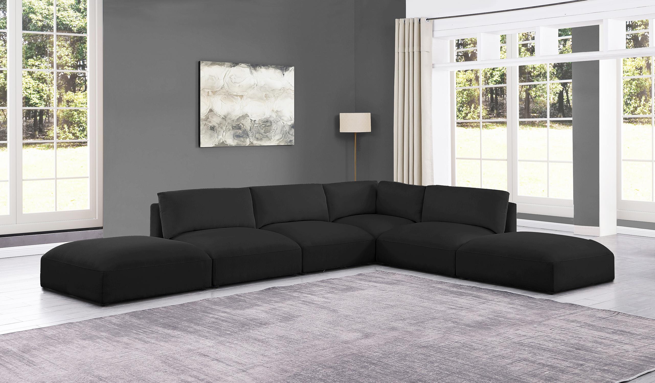 

    
Plush Black Fabric Modular Sectional Sofa EASE 696Black-Sec6E Meridian Modern
