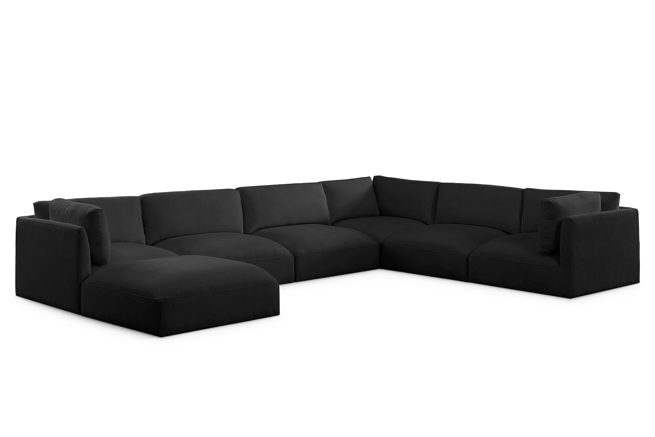 

    
Plush Black Fabric Modular Sectional Sofa EASE 696Black-Sec7A Meridian Modern
