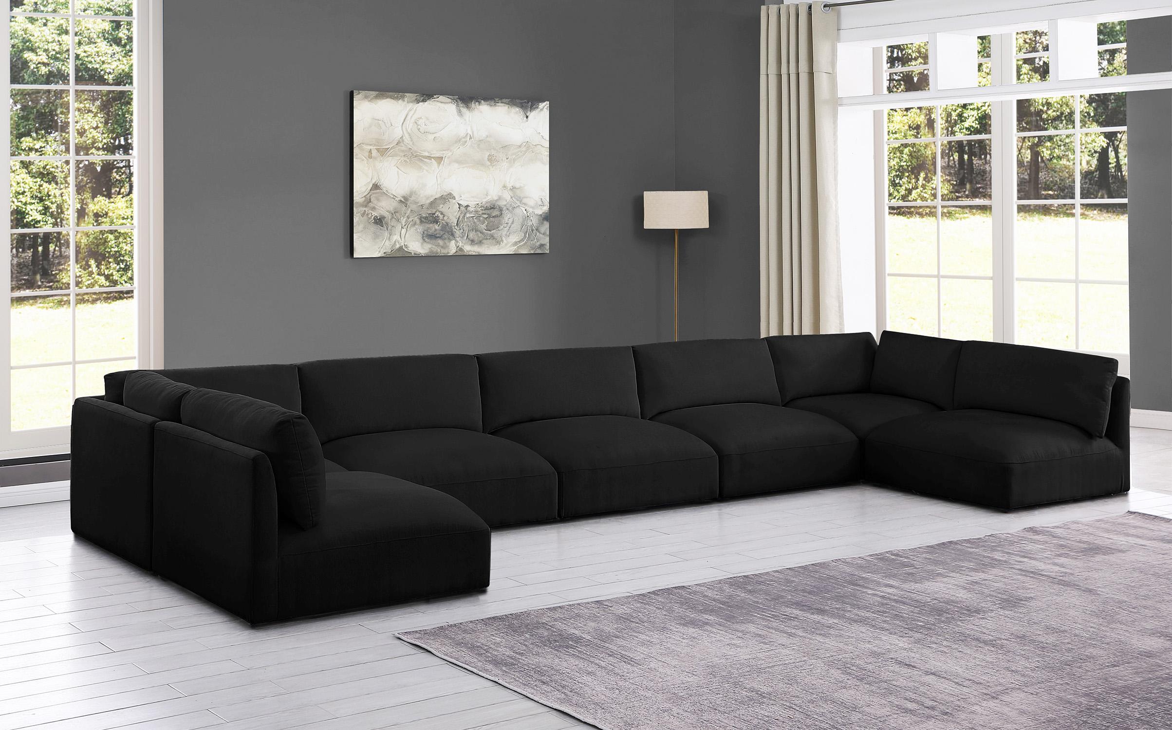 

    
Plush Black Fabric Modular Sectional Sofa EASE 696Black-Sec7B Meridian Modern
