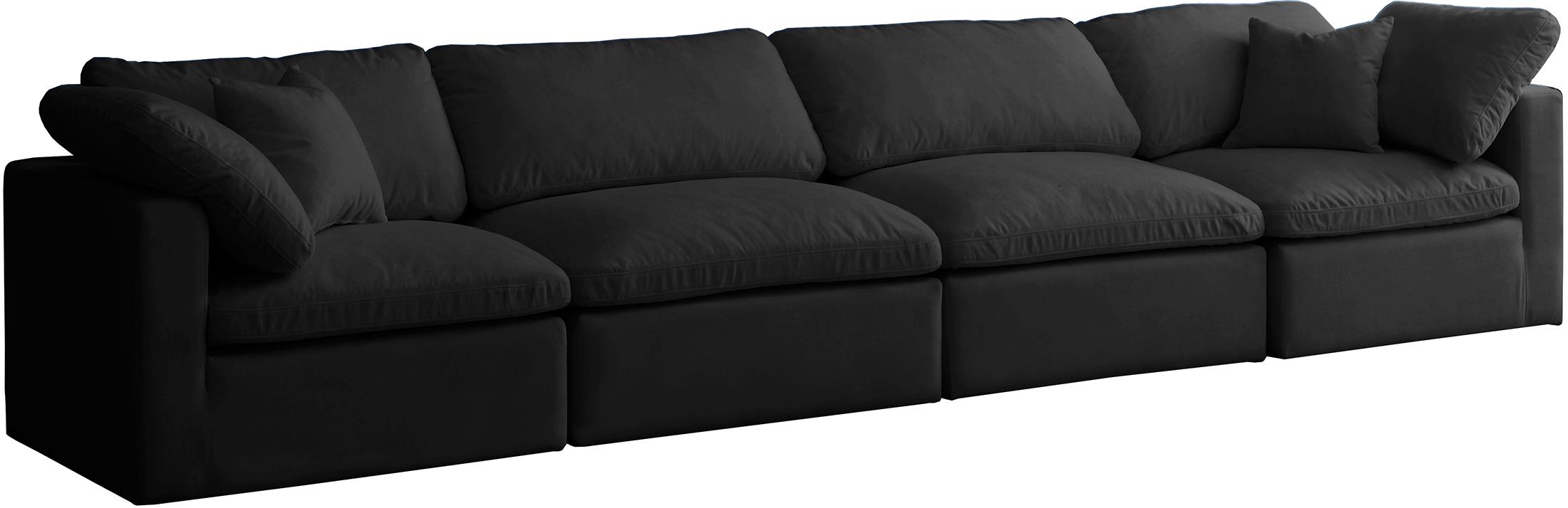 

    
Black Velvet Comfort Modular Sofa Plush 602Black-S140 Meridian Modern
