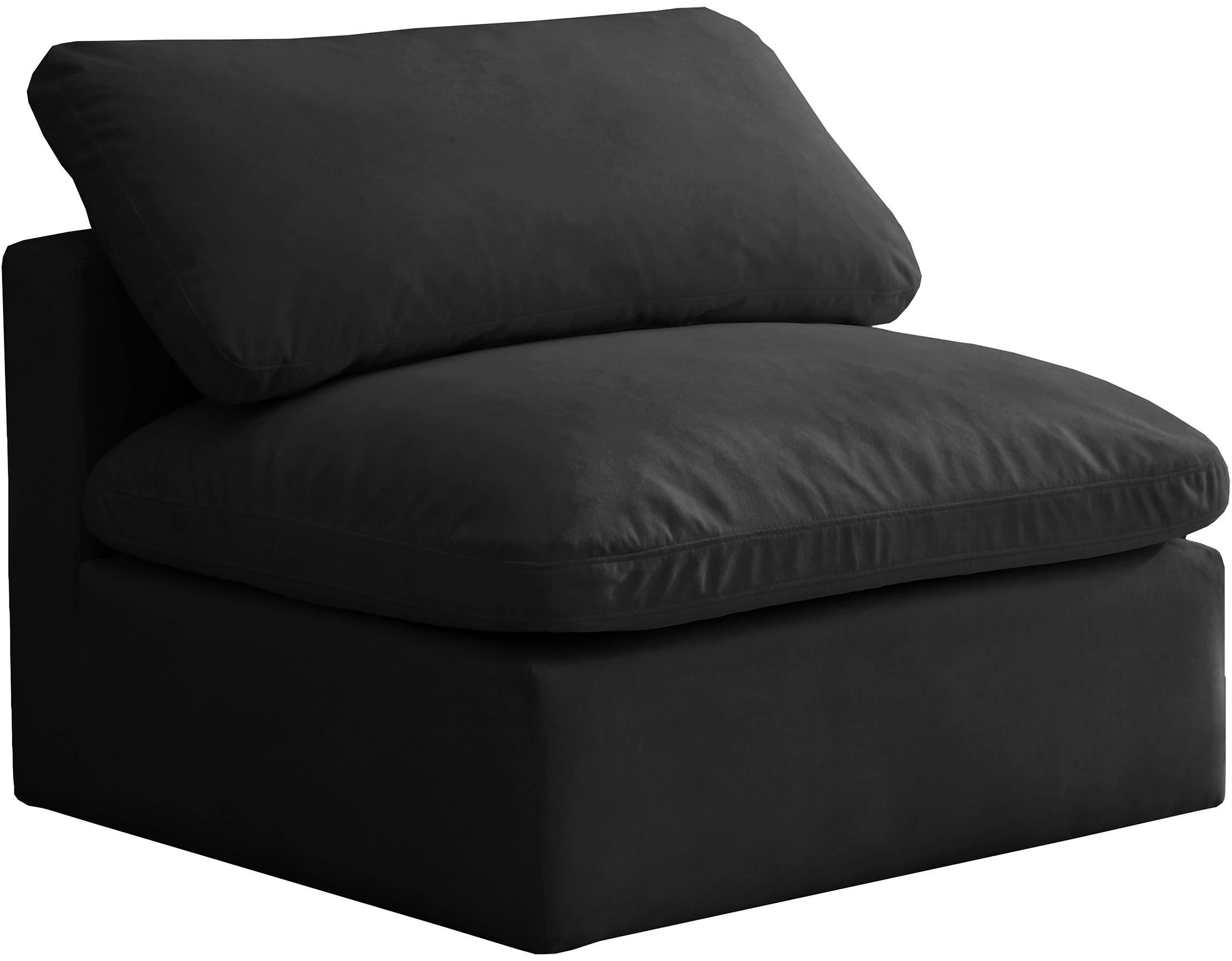 

    
Black Velvet Comfort Modular Armless Chair Plush 602Black-Armless Meridian
