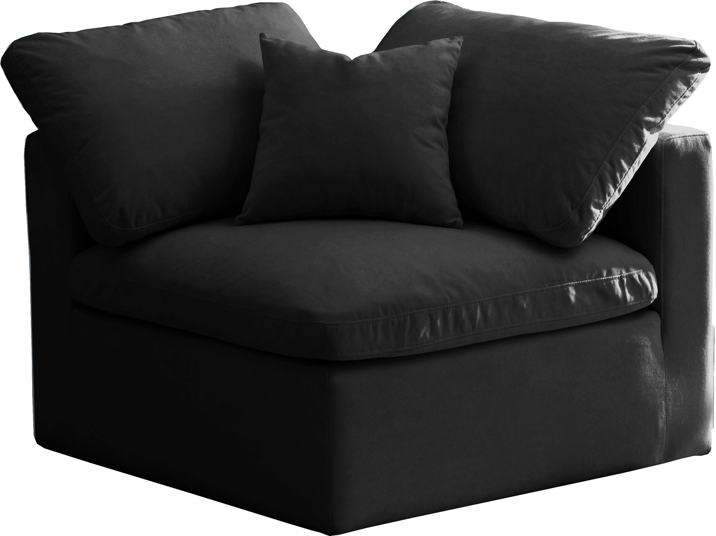 

    
Black Velvet Comfort Modular Corner Chair Plush  602Black-Corner Meridian Modern
