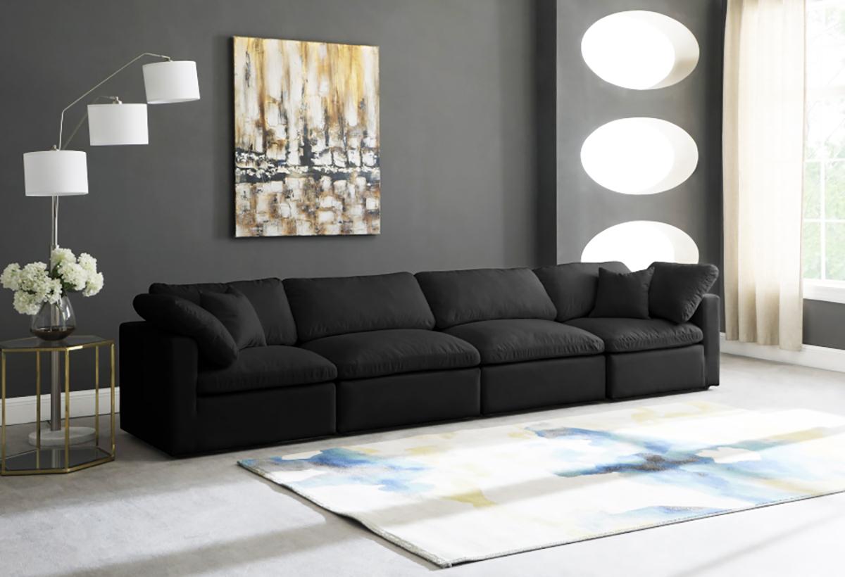 

    
Plush BLACK Velvet Sofa 140 Cloud Modular Overstuffed Down Filled SOFLEX Modern
