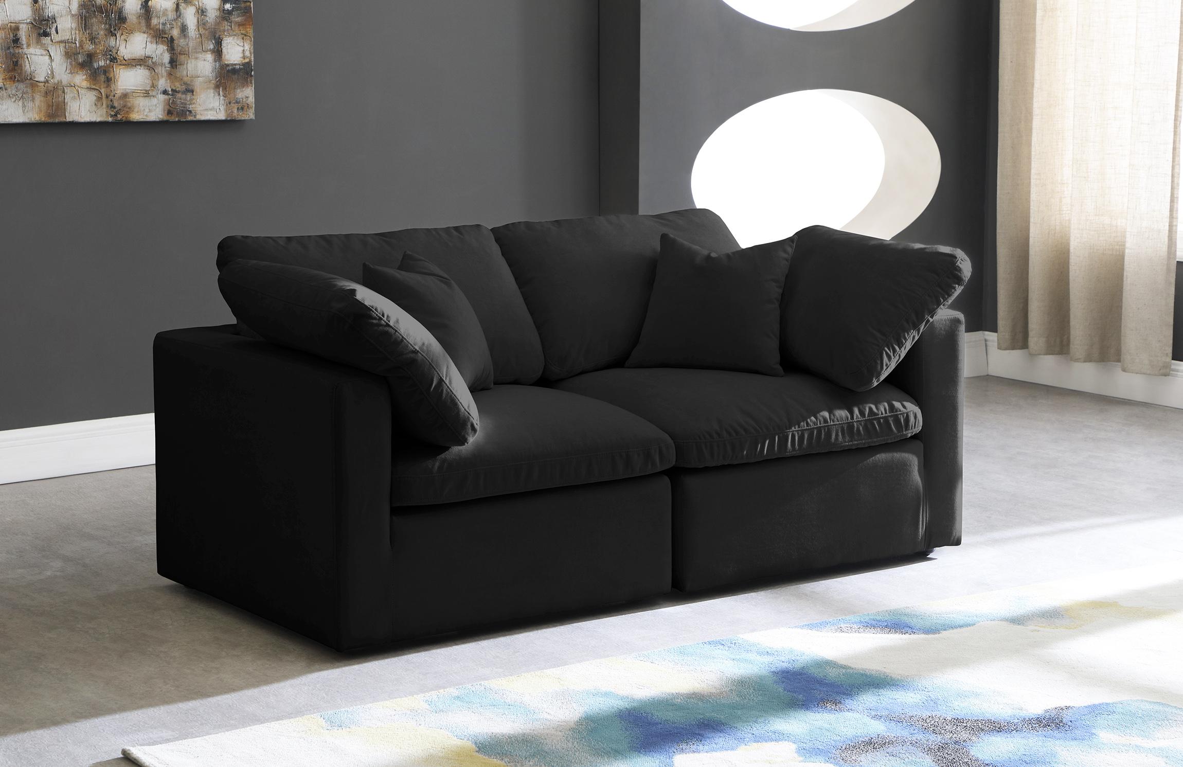 

    
Plush BLACK Velvet Sofa 70 Cloud Modular Overstuffed Down Filled SOFLEX Modern
