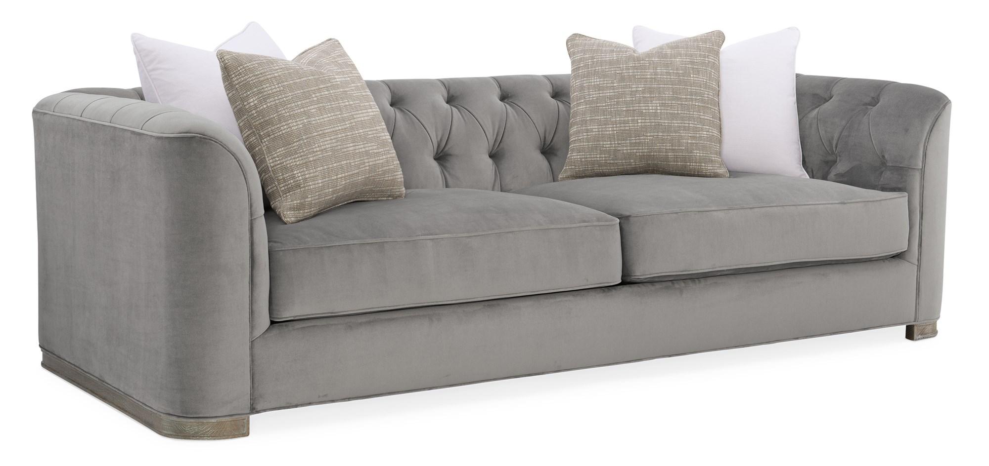 Contemporary Sofa TUFT GUY UPH-019-013-A in Driftwood, Gray Linen