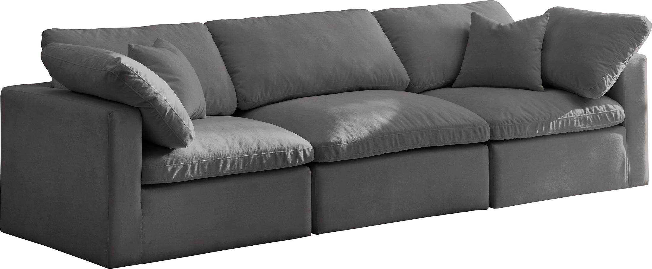 

    
Grey Velvet Comfort Modular Sofa Plush 602Grey-S105 Meridian Modern
