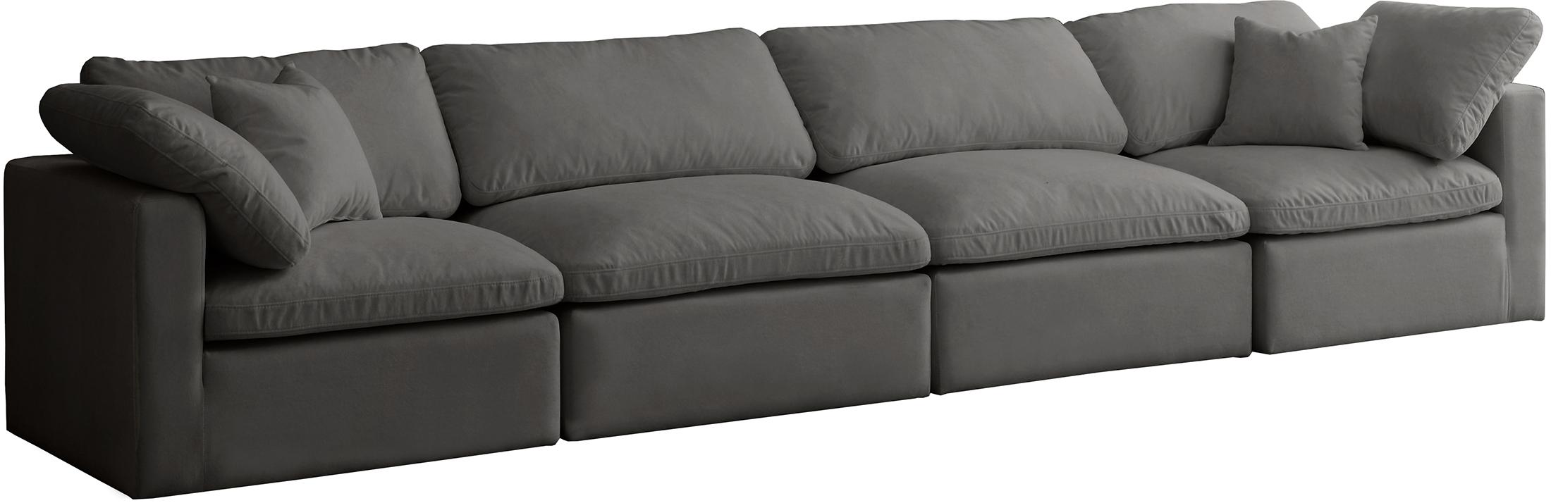 

    
Grey Velvet Comfort Modular Sofa Plush 602Grey-S140 Meridian Modern
