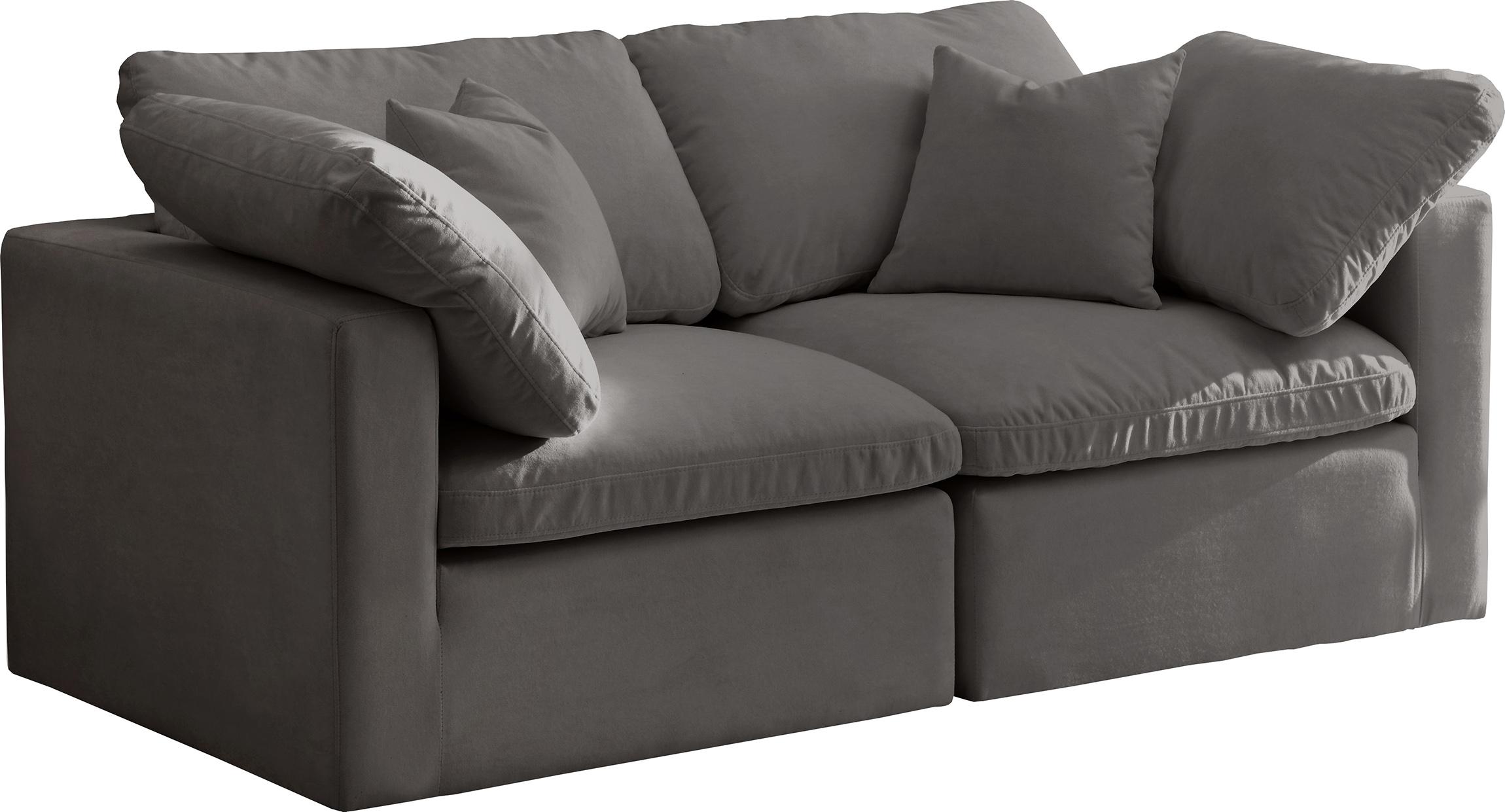 

    
Grey Velvet Comfort Modular Sofa Plush 602Grey-S70 Meridian Modern
