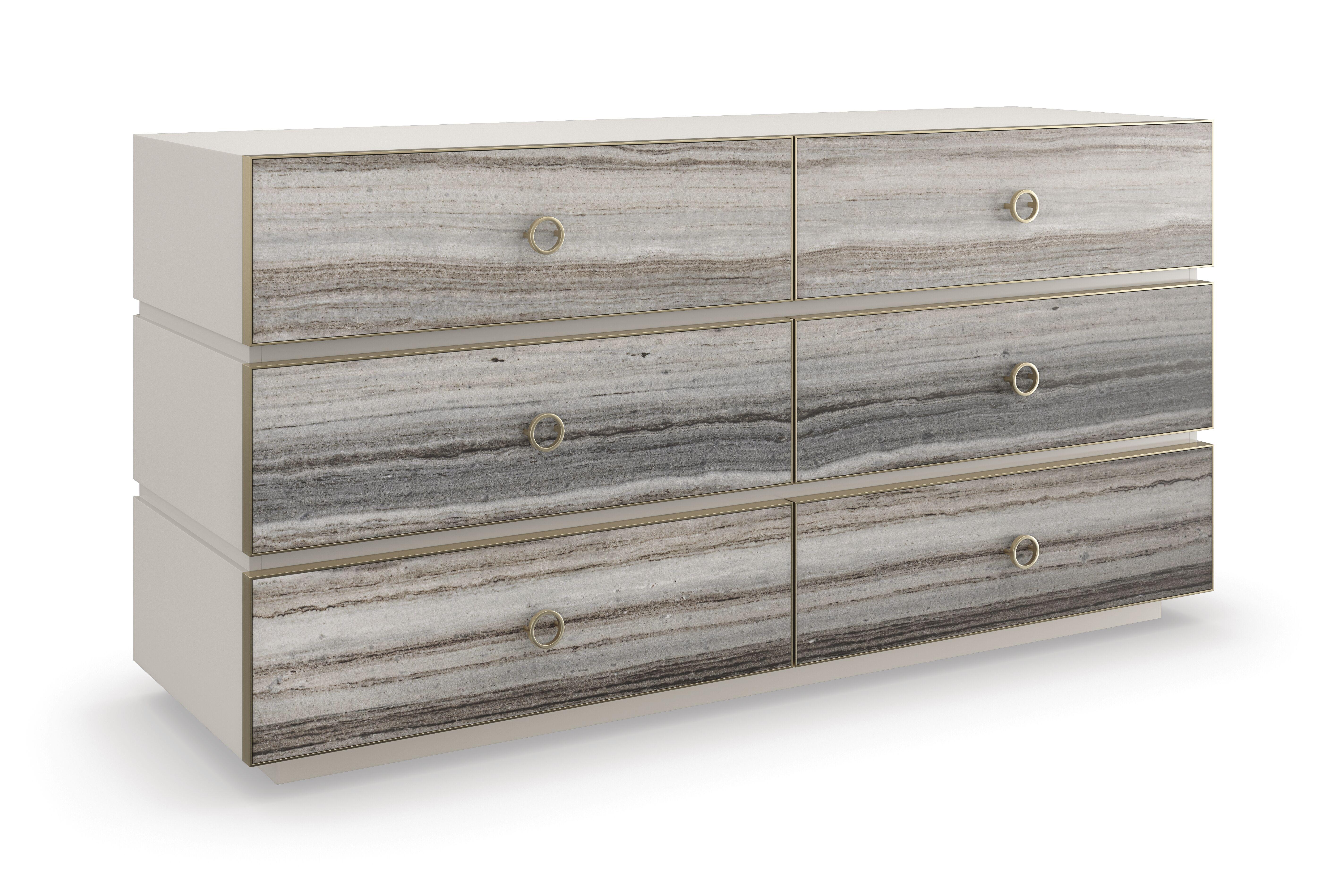 Contemporary Dresser BEDROCK DRESSER CLA-022-012 in Stone, Gray 