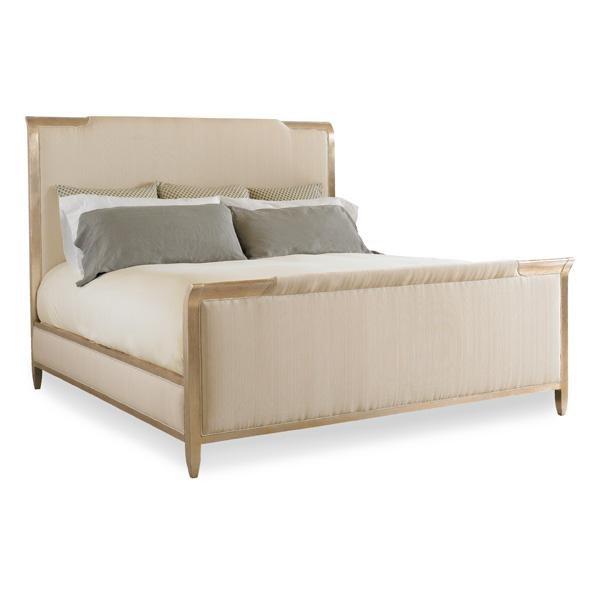Contemporary Sleigh Bed NITE IN SHINING ARMOR CON-CALBED-008 in Ash Gray, Beige Fabric