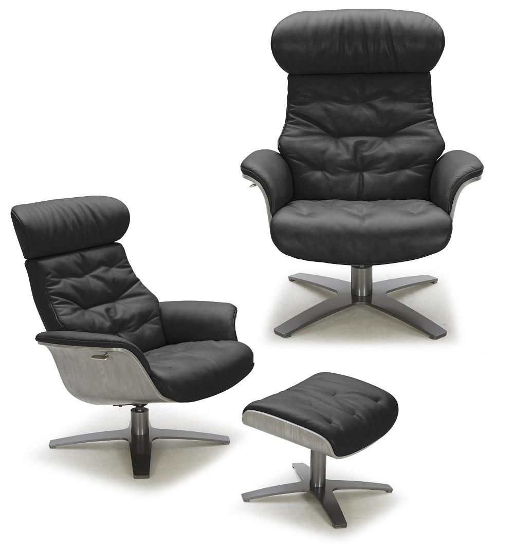 Contemporary Lounge Chair Grayson 1393C-Set-2 in Black Leather