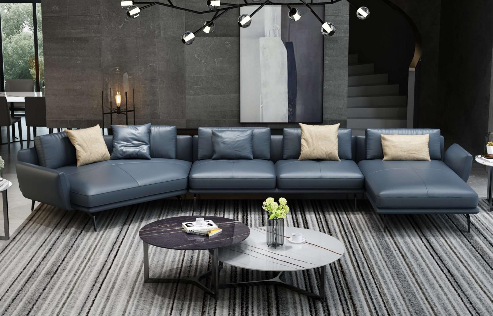 

    
Gray Italian Leather Sectional Sofa RHF SANTIAGO EUROPEAN FURNITURE
