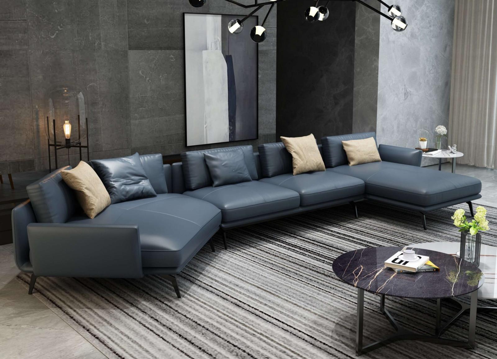 

    
Gray Italian Leather Sectional Sofa RHF SANTIAGO EUROPEAN FURNITURE
