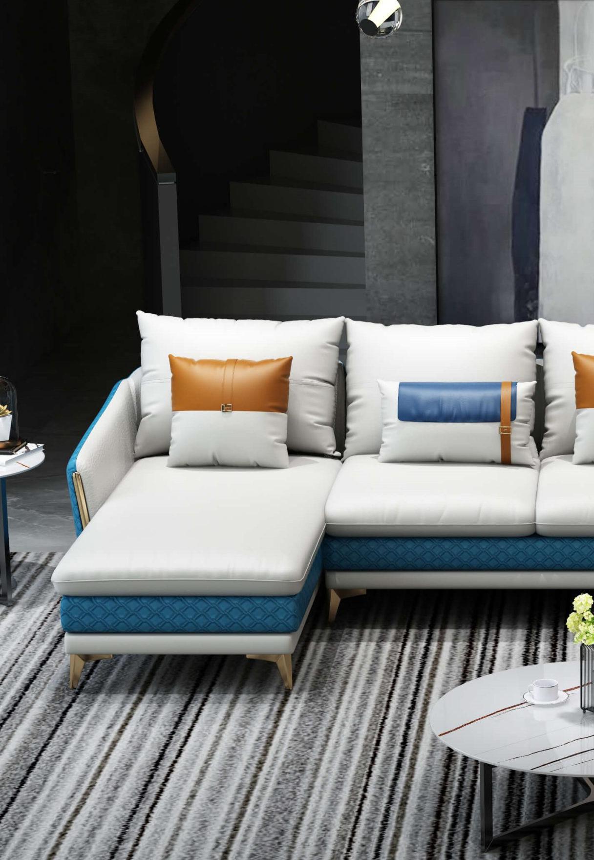

                    
EUROPEAN FURNITURE ICARO MANSION 5 Seater Sectional Sofa Off-White/Blue Italian Leather Purchase 
