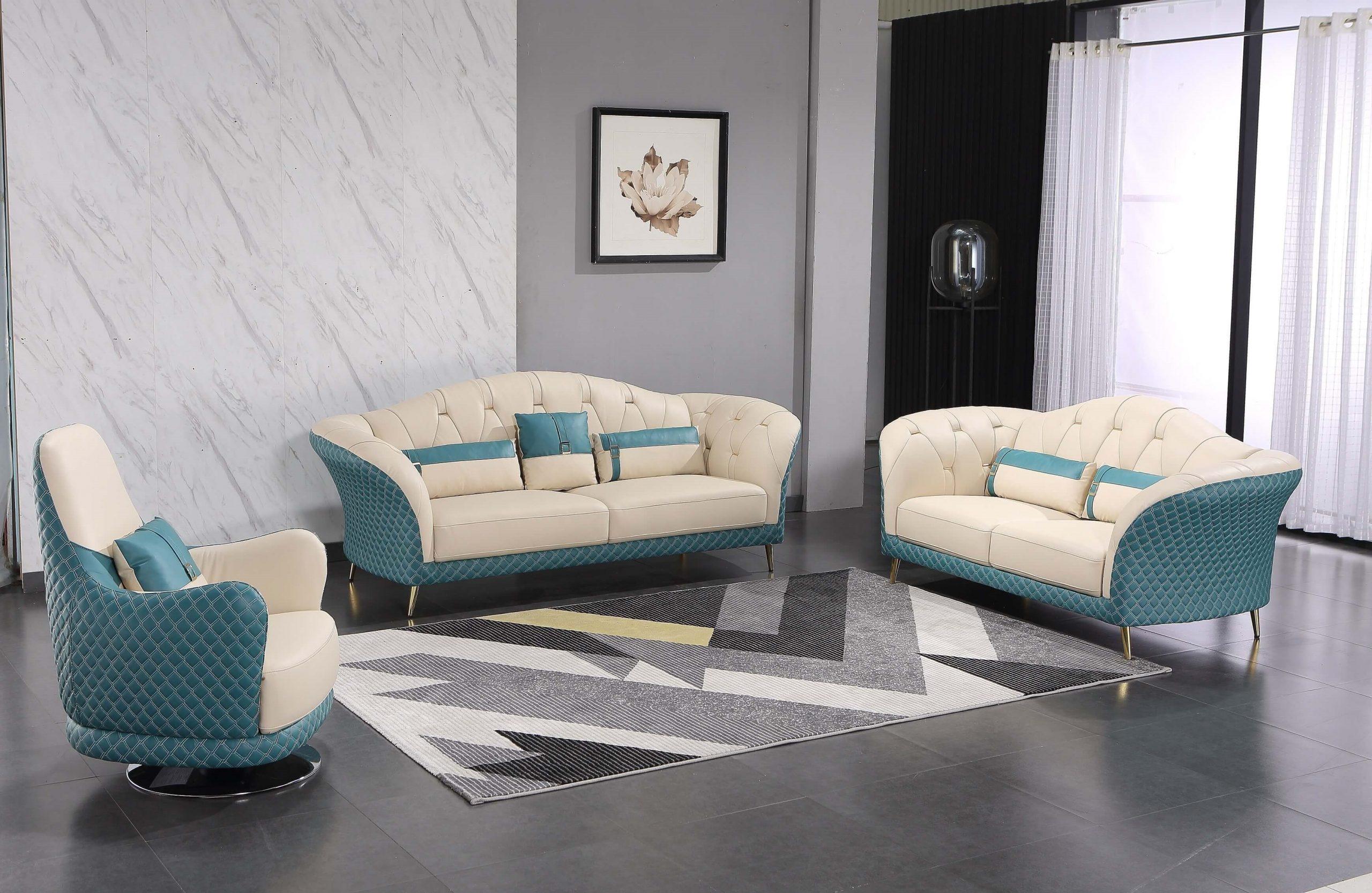 

                    
EUROPEAN FURNITURE AMALIA Sofa Off-White/Blue Italian Leather Purchase 
