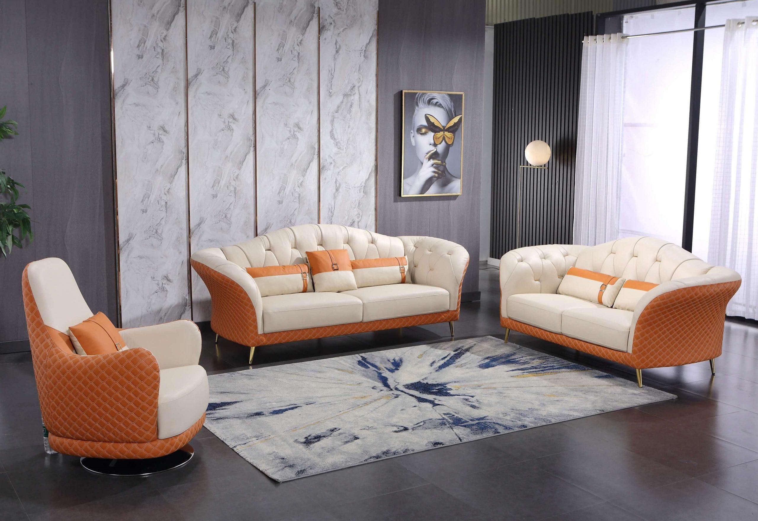 

                    
EUROPEAN FURNITURE AMALIA Sofa Off-White/Orange Italian Leather Purchase 
