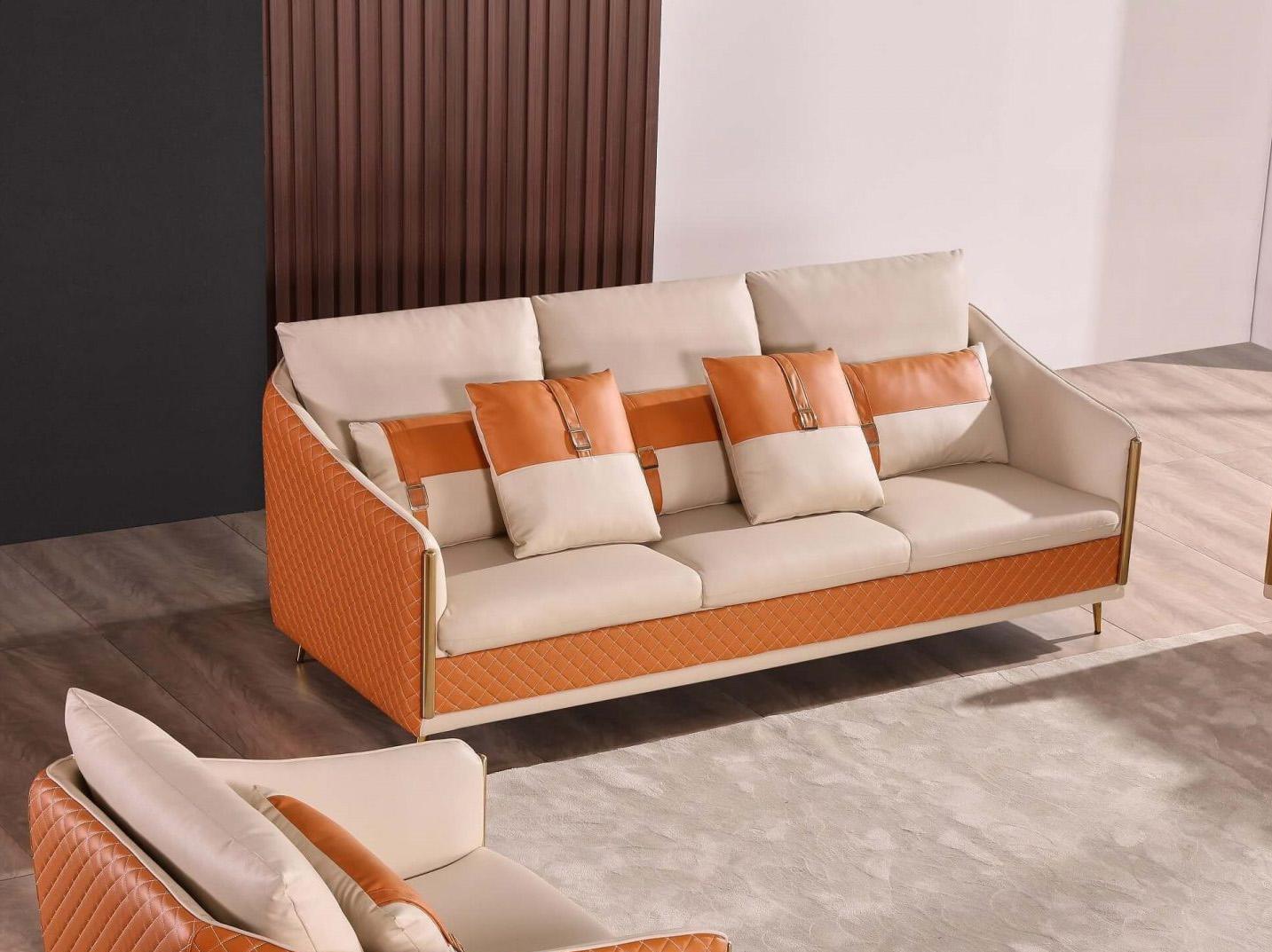 

    
Premium Italian Leather Off White & Orange Sofa ICARO EUROPEAN FURNITURE Modern
