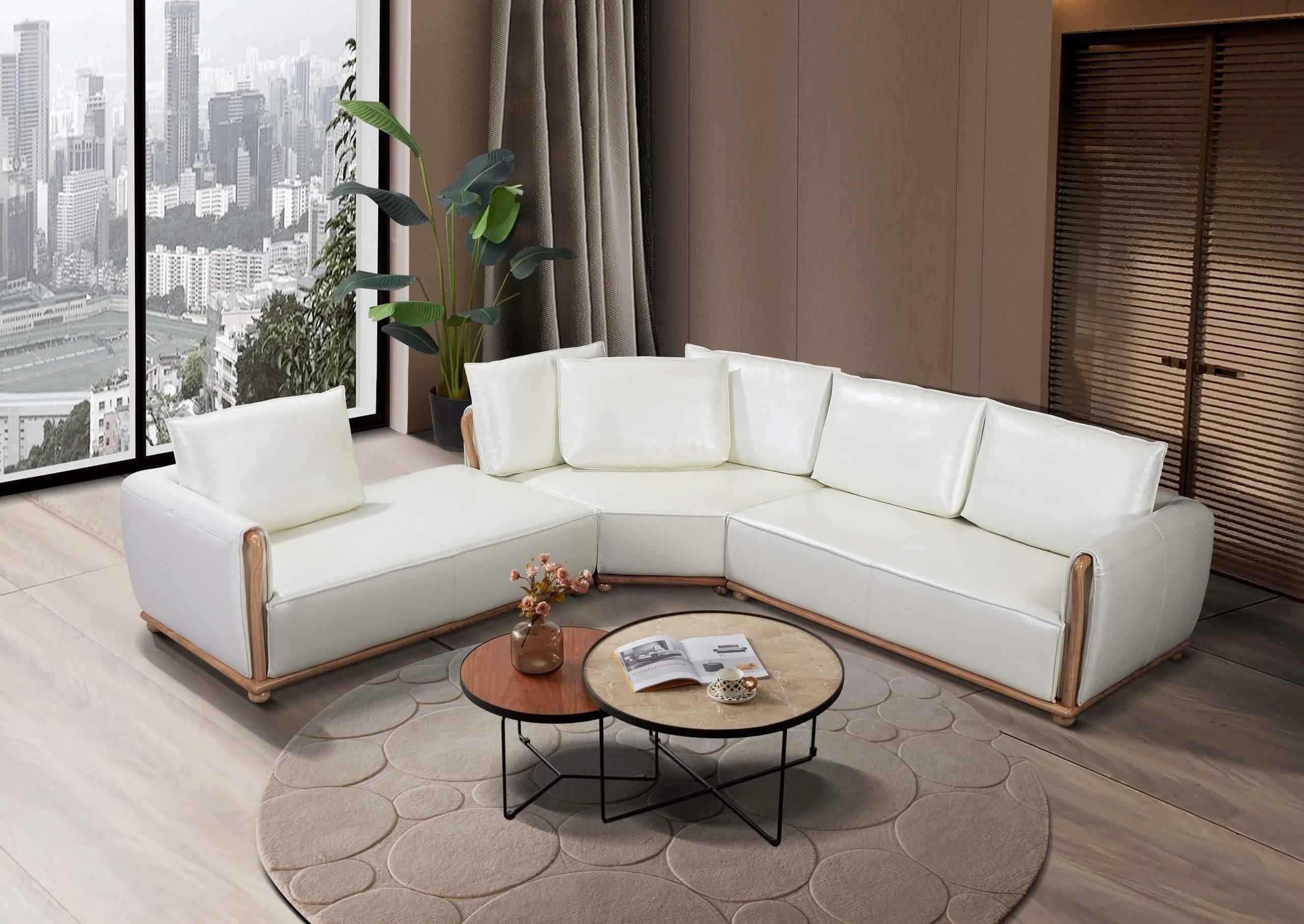 

                    
EUROPEAN FURNITURE SKYLINE Sectional Sofa Off-White Italian Leather Purchase 
