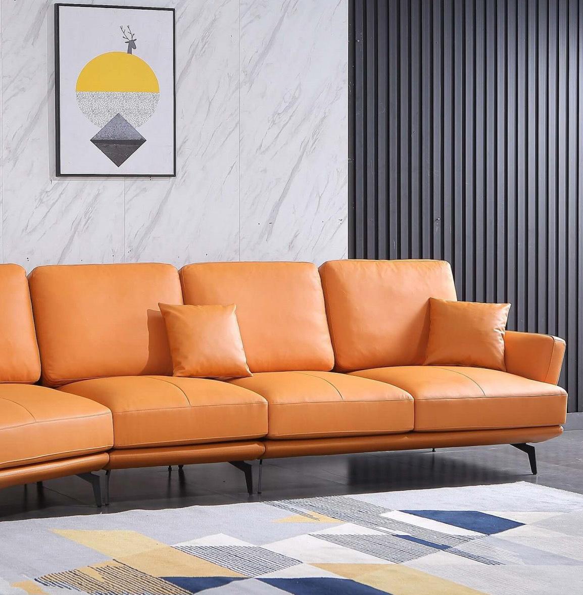 

                    
EUROPEAN FURNITURE GALAXY 5 Seater Sectional Sofa Orange Italian Leather Purchase 
