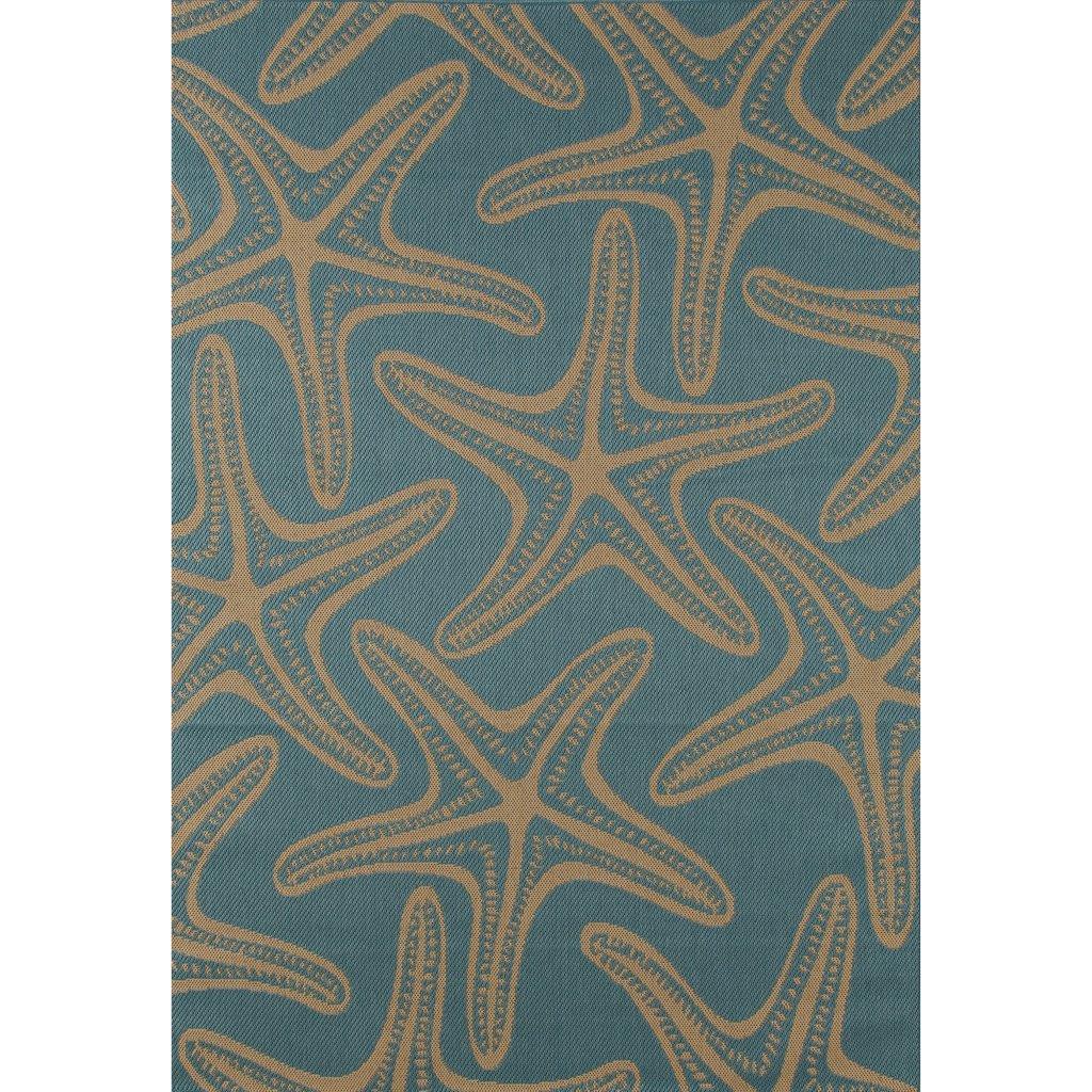 Modern Indoor/Outdoor Area Rug Prosser Starfish OJSISO000481 in Blue 