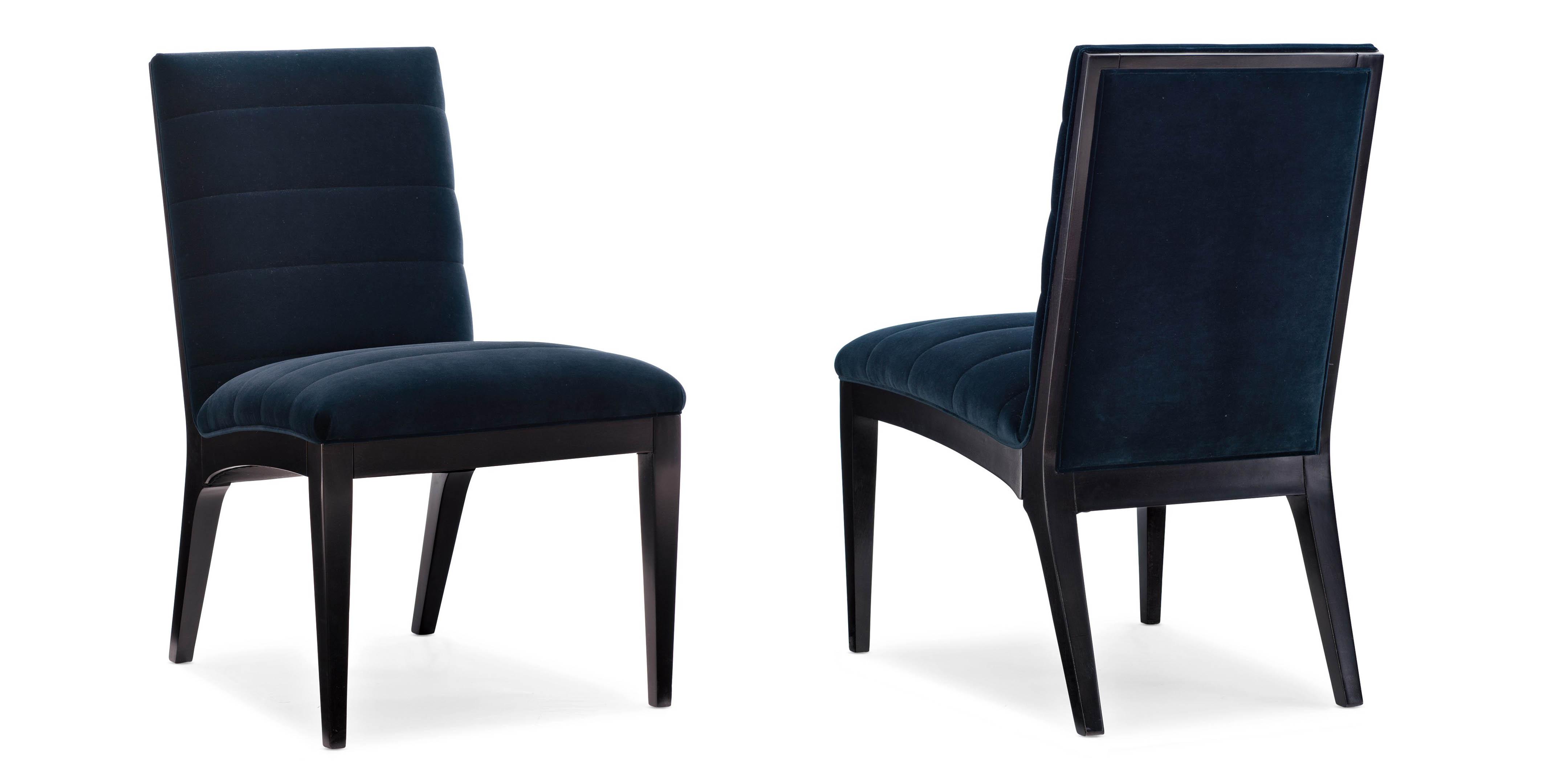 Contemporary Dining Chair Set EDGE SIDE CHAIR M102-419-281-Set-2 in Prussian blue Fabric