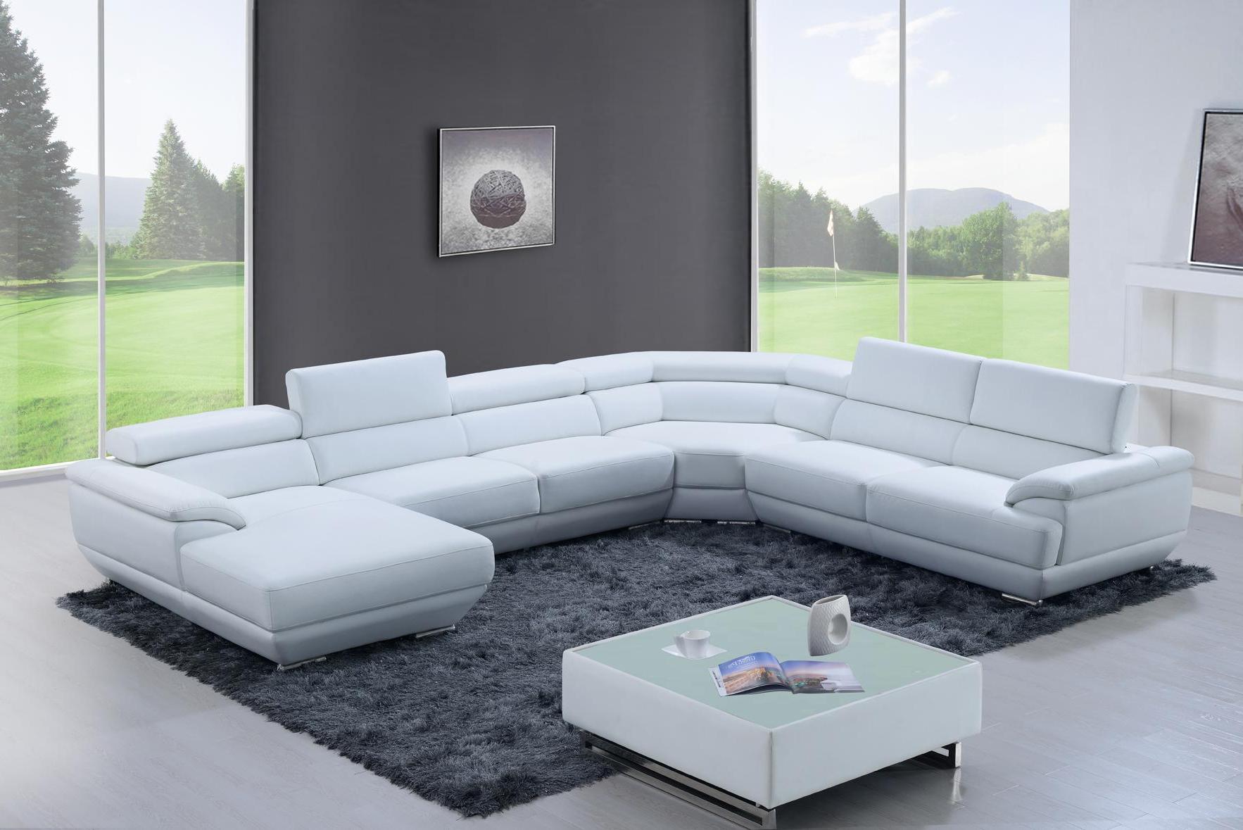 Contemporary, Modern Sectional Sofa 430 Sectional Pure White 430LEFTPUREWHITE in White Genuine Leather