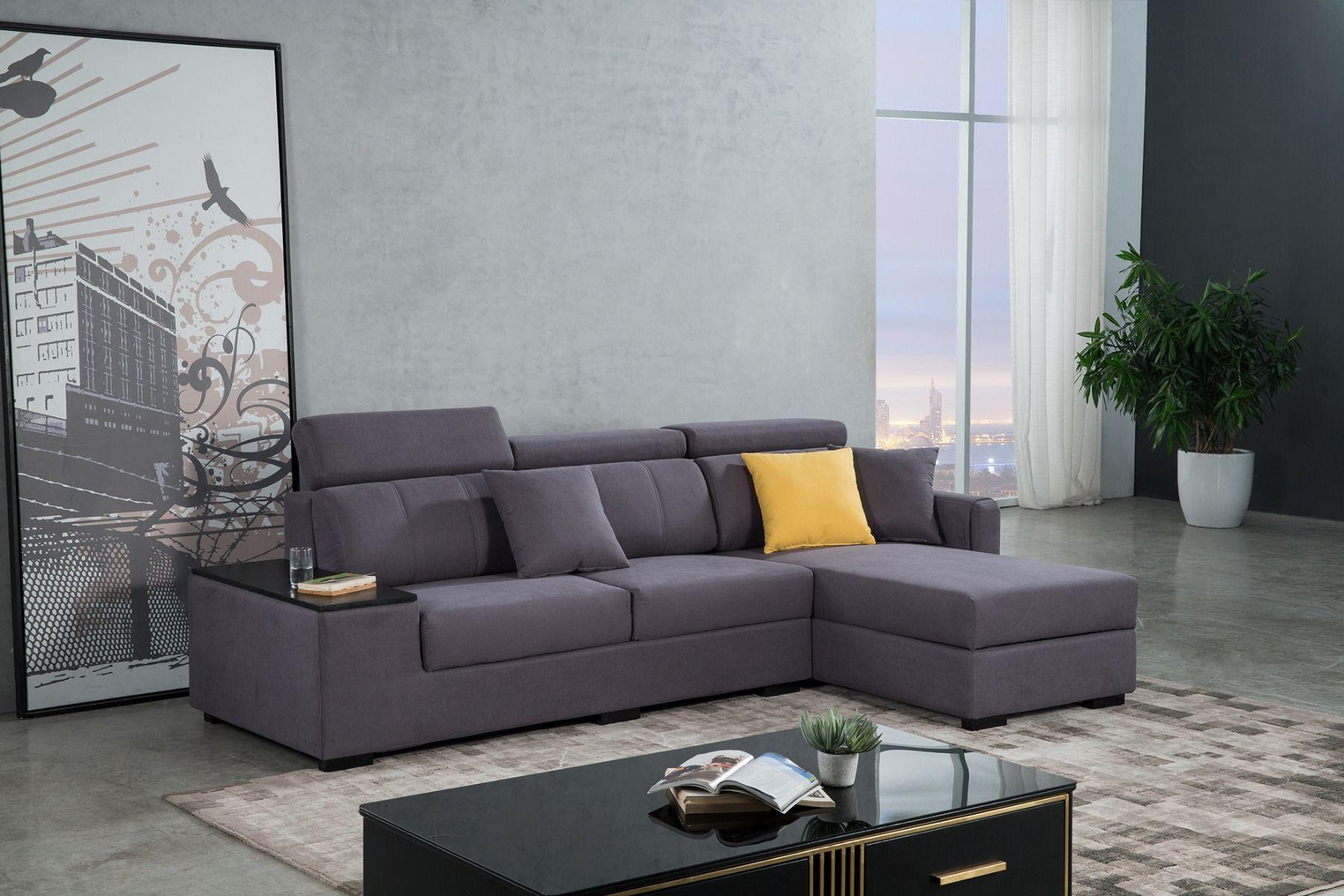 Contemporary Sectional Sofa AE-LD829 AE-LD829L in Gray Velvet