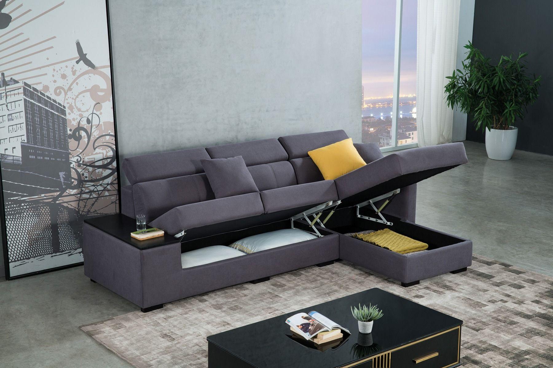 

    
Purple Gray Velvet Sectional Sofa w/Storage Left American Eagle AE-LD829
