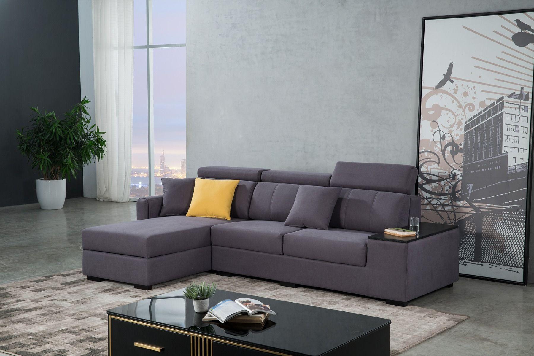 Contemporary Sectional Sofa AE-LD829 AE-LD829R in Gray Velvet