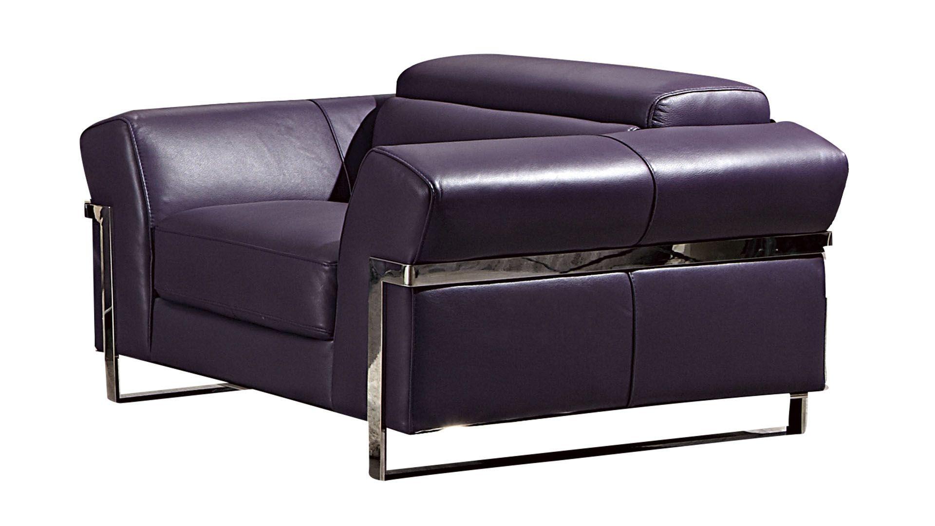 Contemporary, Modern Arm Chair EK012-PUR-CHR EK012-PUR-CHR in Purple Italian Leather