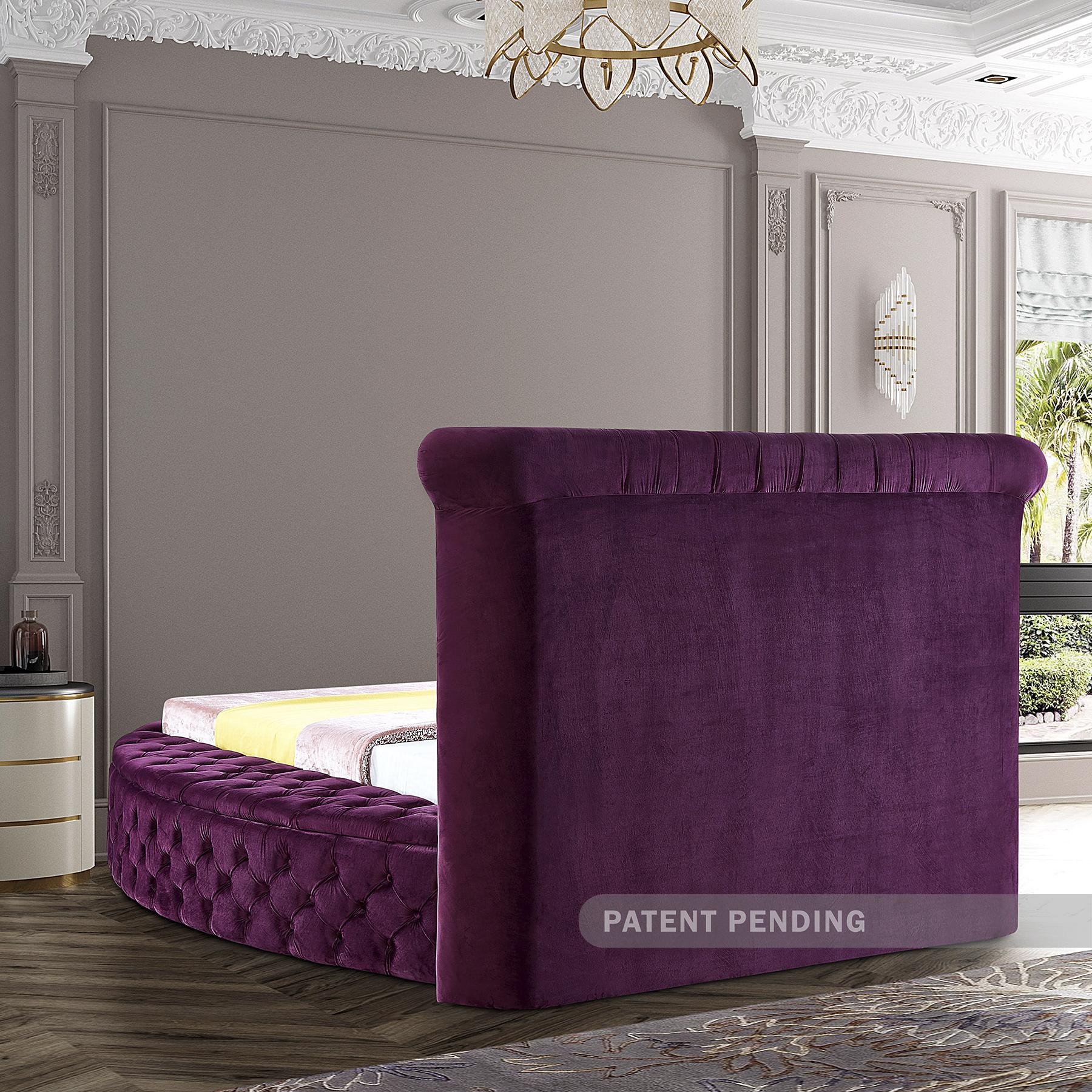 

    
 Shop  Purple Velvet Tufted Round Storage Queen Bed LUXUS Meridian Contemporary Modern
