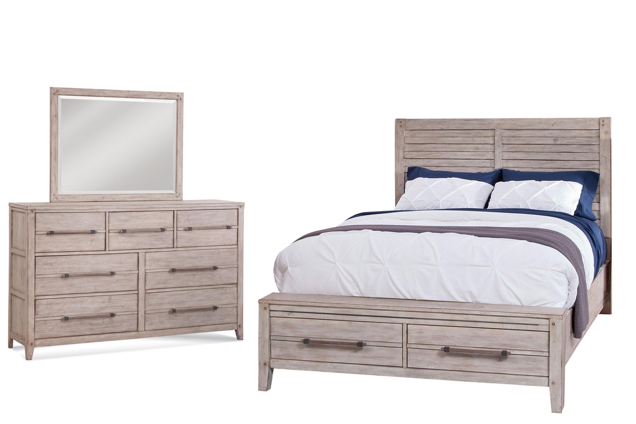 Classic, Traditional Panel Bedroom Set AURORA 2810-50PSB 2810-QPNST-3PC in whitewash 