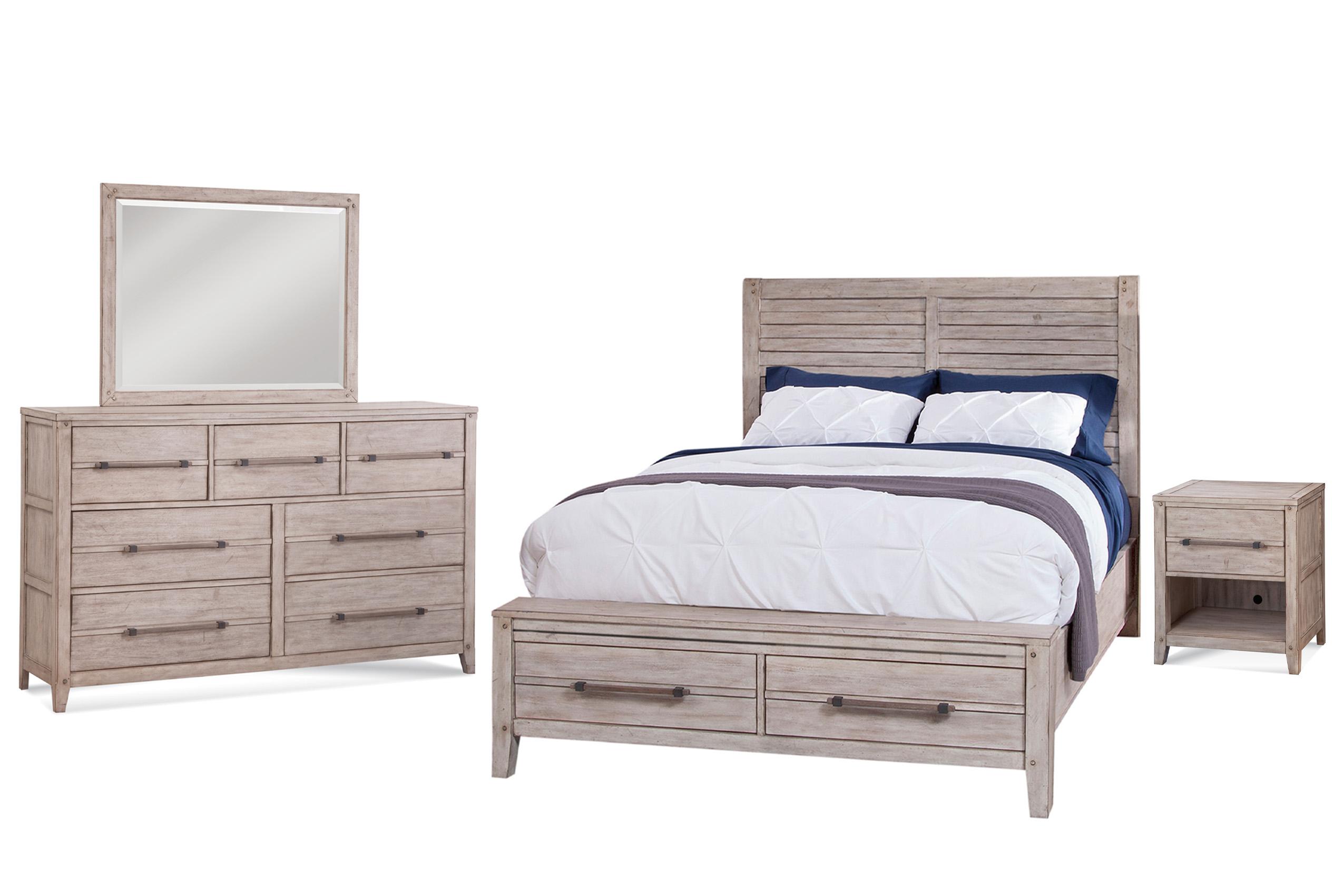 Classic, Traditional Panel Bedroom Set AURORA 2810-50PSB 2810-QPNST-4PC in whitewash 