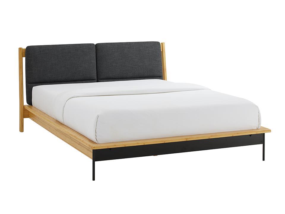 

    
Queen Platform Bed Wheat Bamboo Grey Fabric Modern Santa Cruz by Greenington
