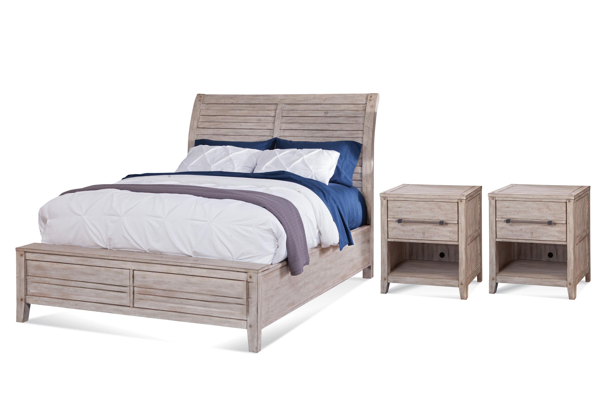 Classic, Traditional Sleigh Bedroom Set AURORA 2810-50SLP 2810-50SLPN-2N-3PC in whitewash 