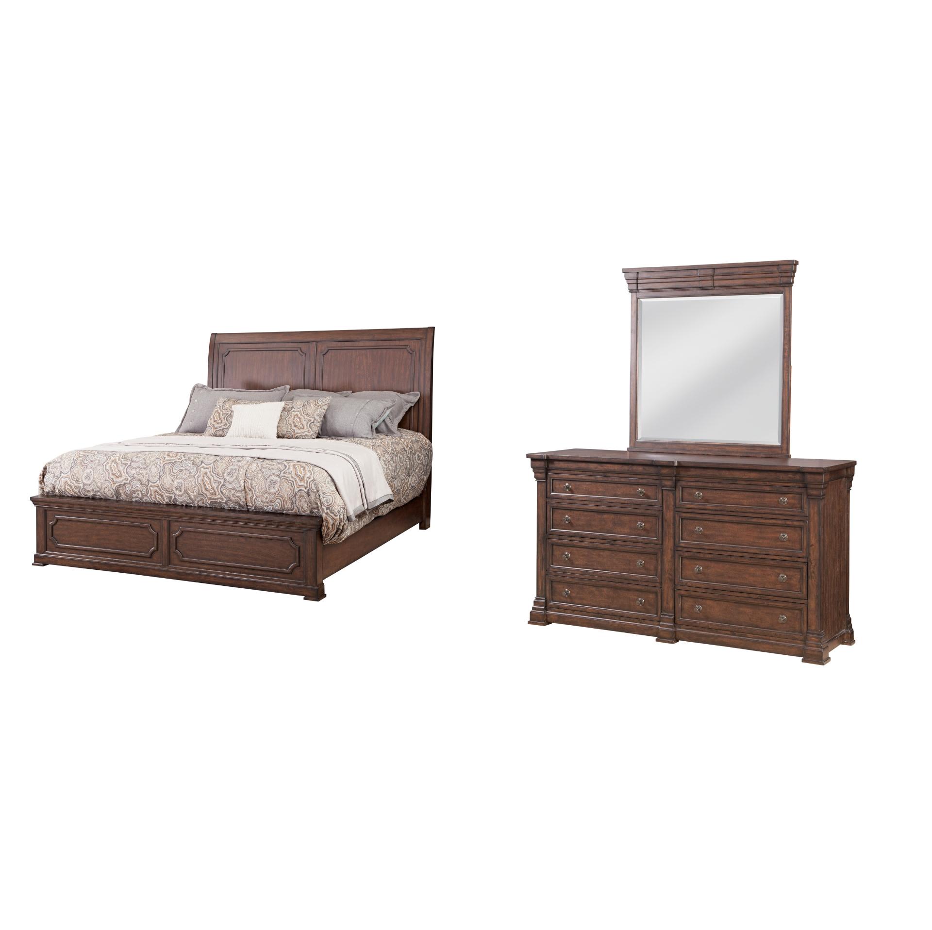 

    
Queen Sleigh Bed Set 3Pcs Kestrel Hills 4800-QSLPN-3PC  American Woodcrafters
