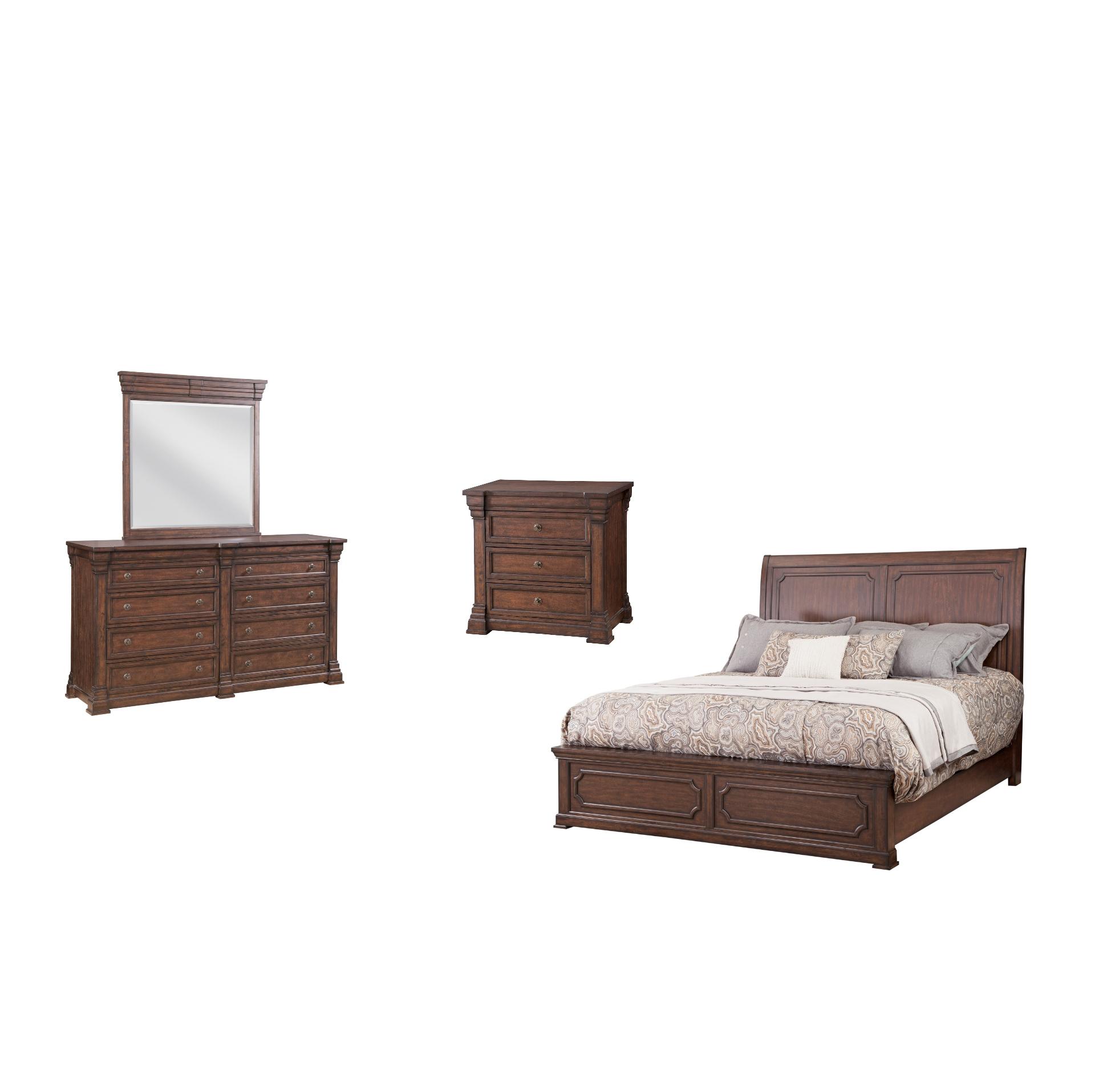 Traditional, Transitional Sleigh Bedroom Set Kestrel Hills 4800-50SLPN 4800-QSLPN-4PC in Tobacco, Mahogany 