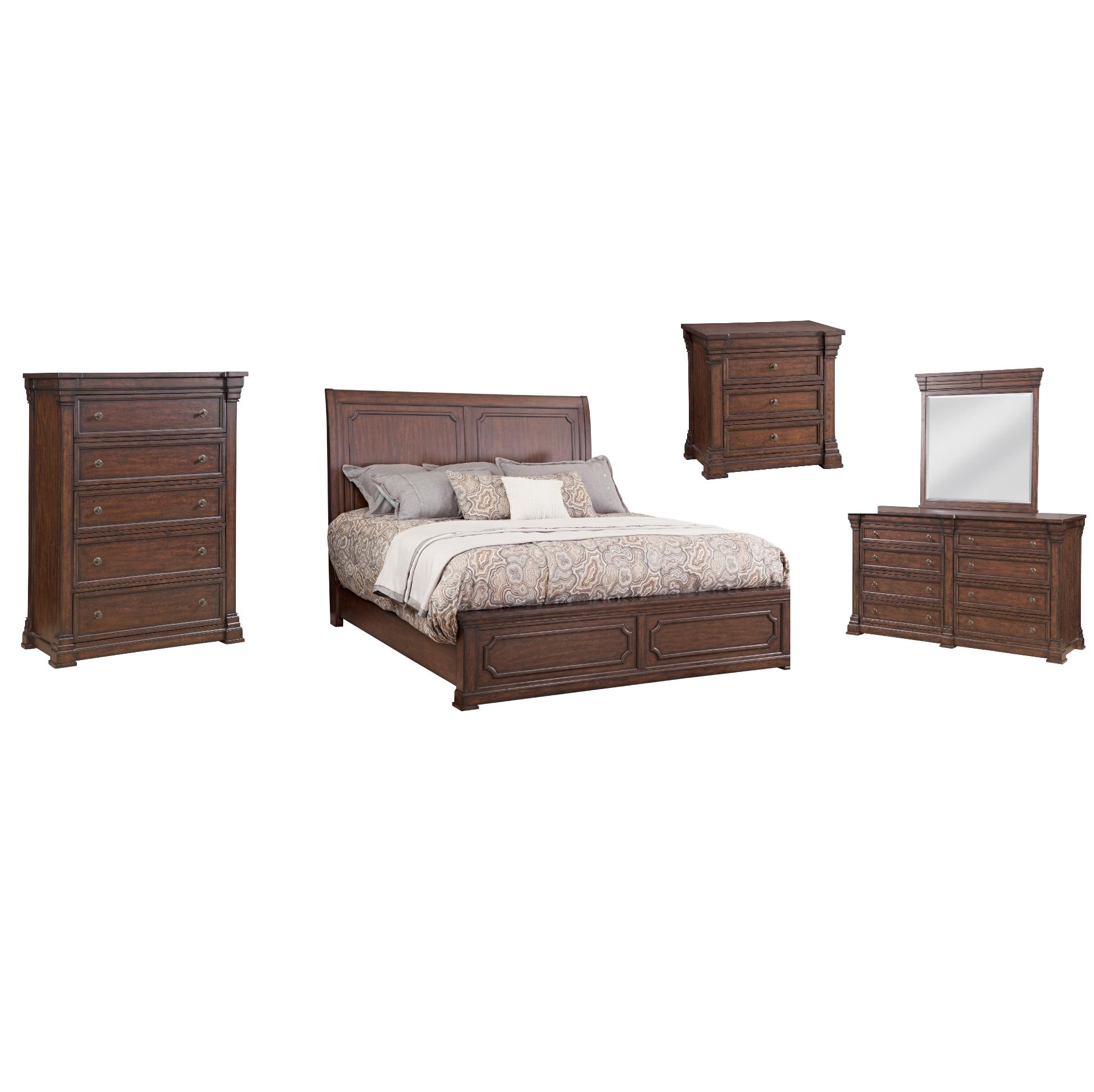 

    
Queen Sleigh Bed Set 5Pcs Kestrel Hills 4800-QSLPN-5PC  American Woodcrafters
