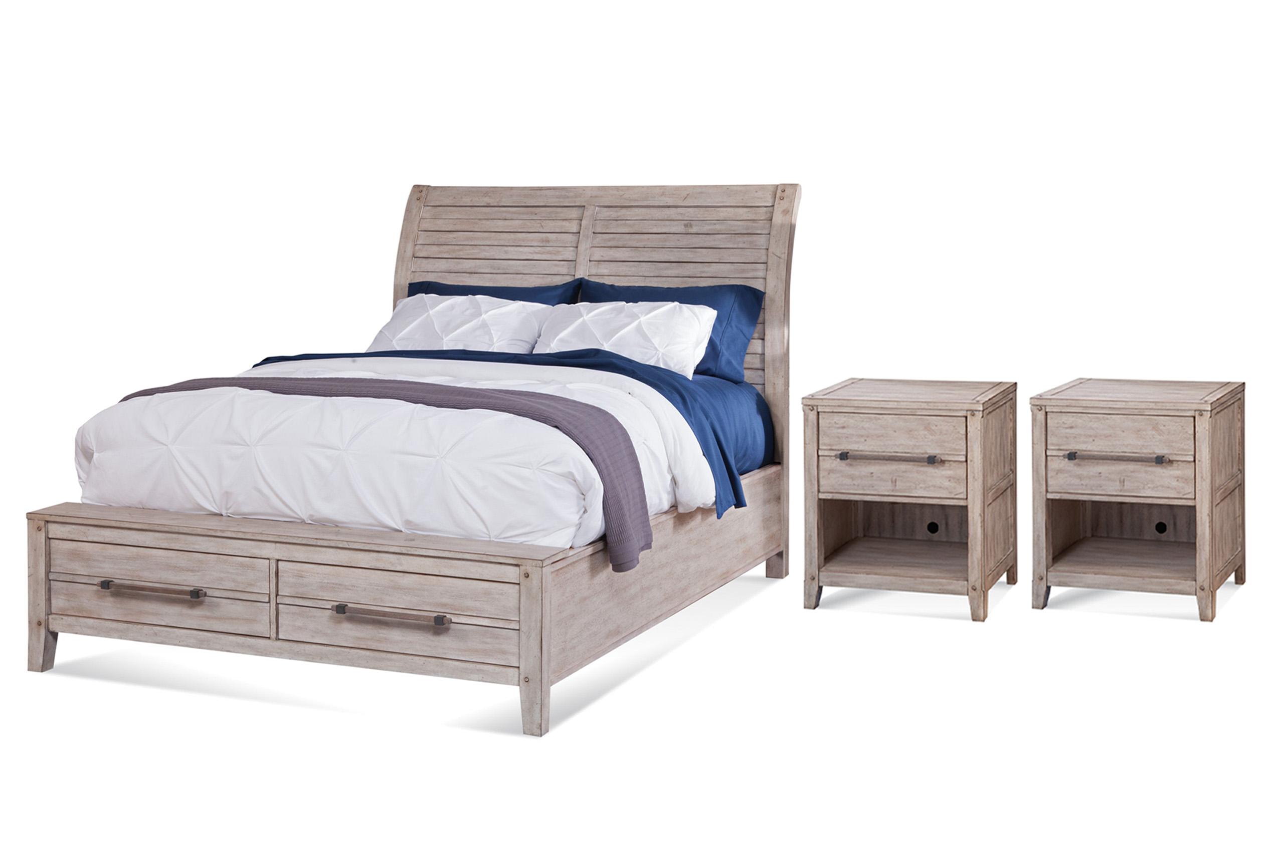 Classic, Traditional Sleigh Bedroom Set AURORA 2810-50PSB 2810-50PSB-2N-3PC in whitewash 