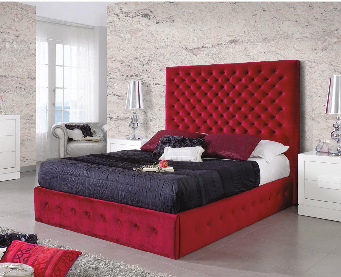 

    
Queen Storage Bed Leonor Burgundy Contemporary Made in Spain ESF Dupen
