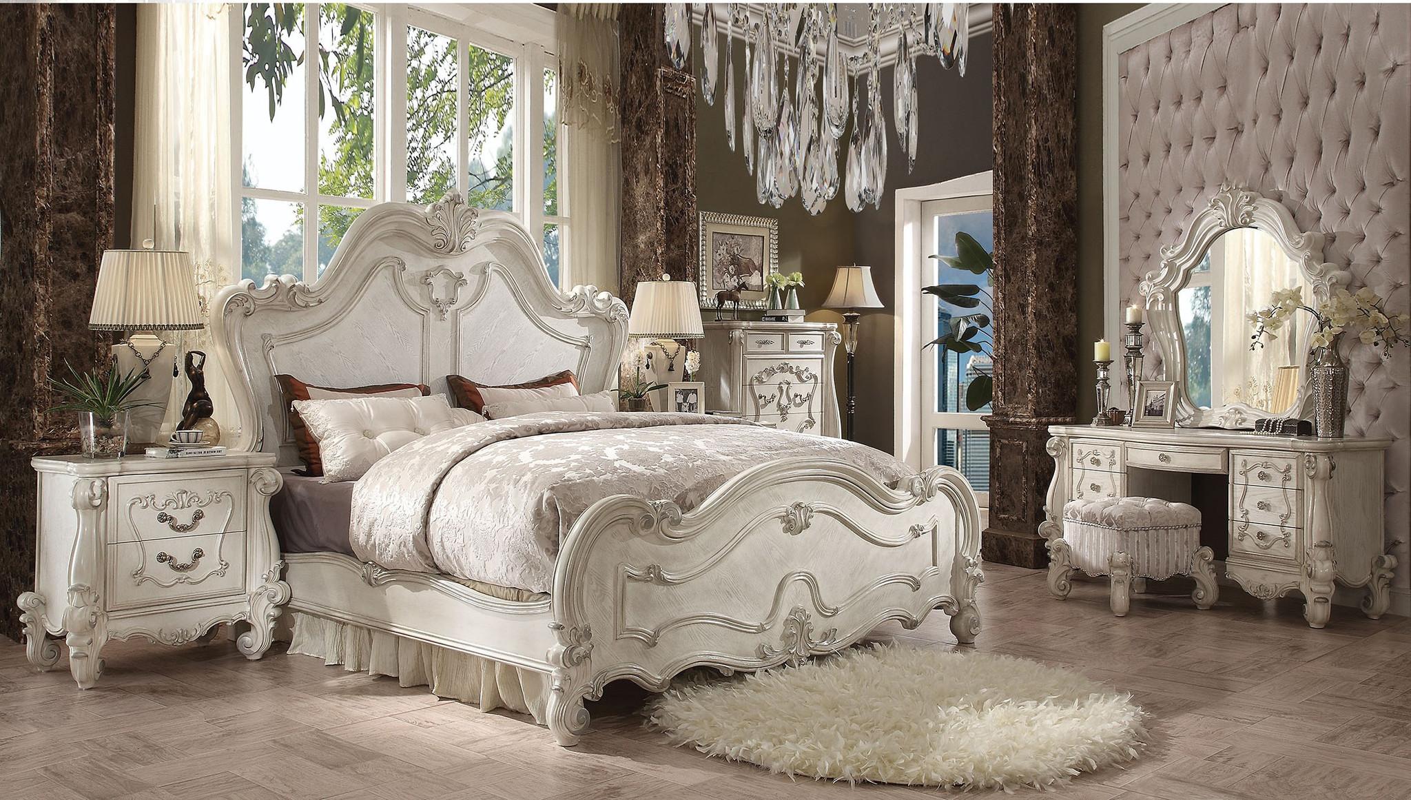 Classic, Traditional Panel Bedroom Set SKU: AJHS2270 SKU: AJHS2270-EK-Set-6 in Bone, White 