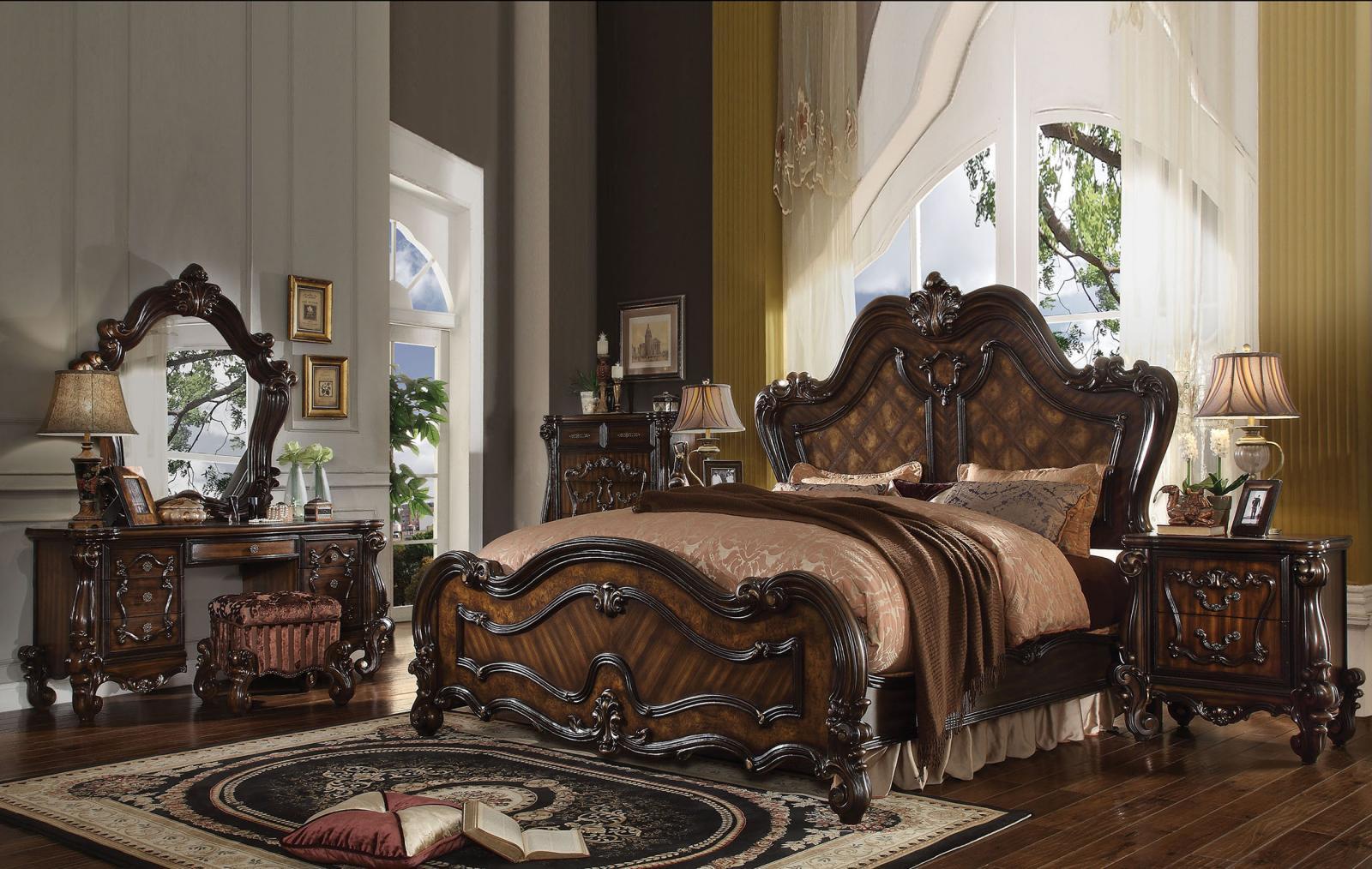 

    
Queenies Cherry Oak King Panel Standard Bedroom Set 6Pcs  Classic
