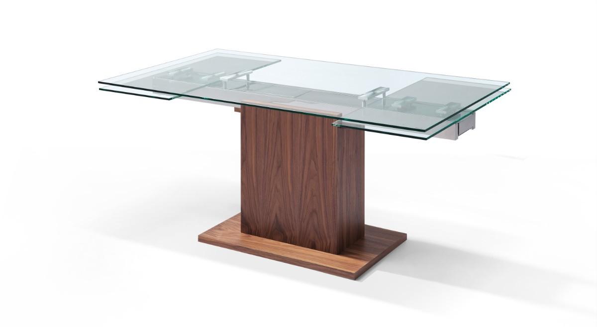 

    
Reardon Clear Tempered Glass Top Extendable Dining Table Contemporary Modern
