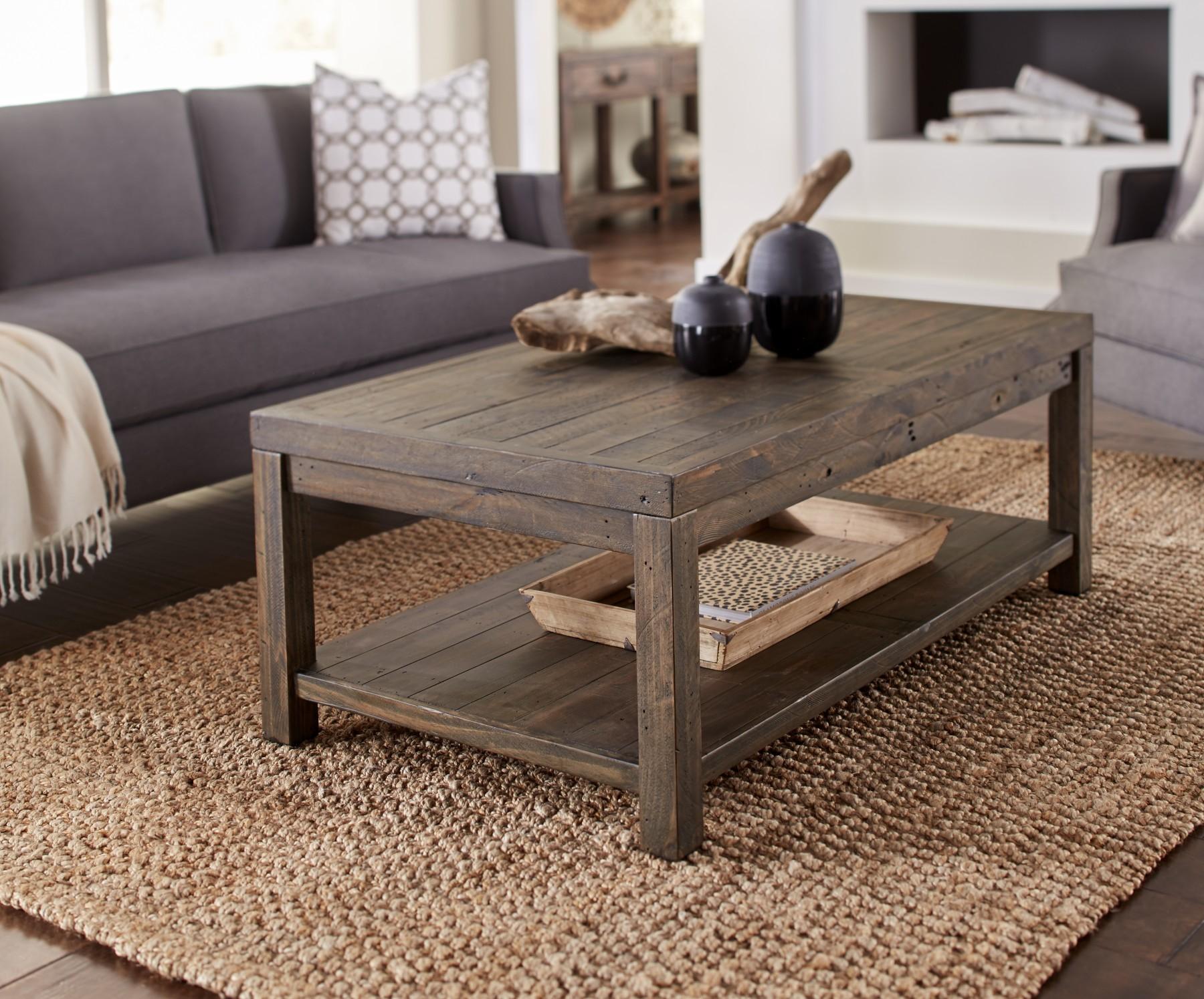 

    
Reclaimed Wood Rectangular Coffee Table in Smoky Taupe CRASTER by Modus Furniture
