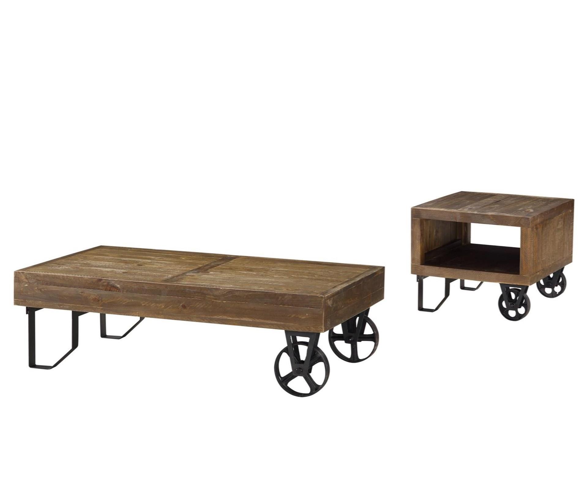 

    
Reclaimed Wood Rectangular Coffee Table  Set 2Pcs in Russett Brown COALBURN by Modus Furniture
