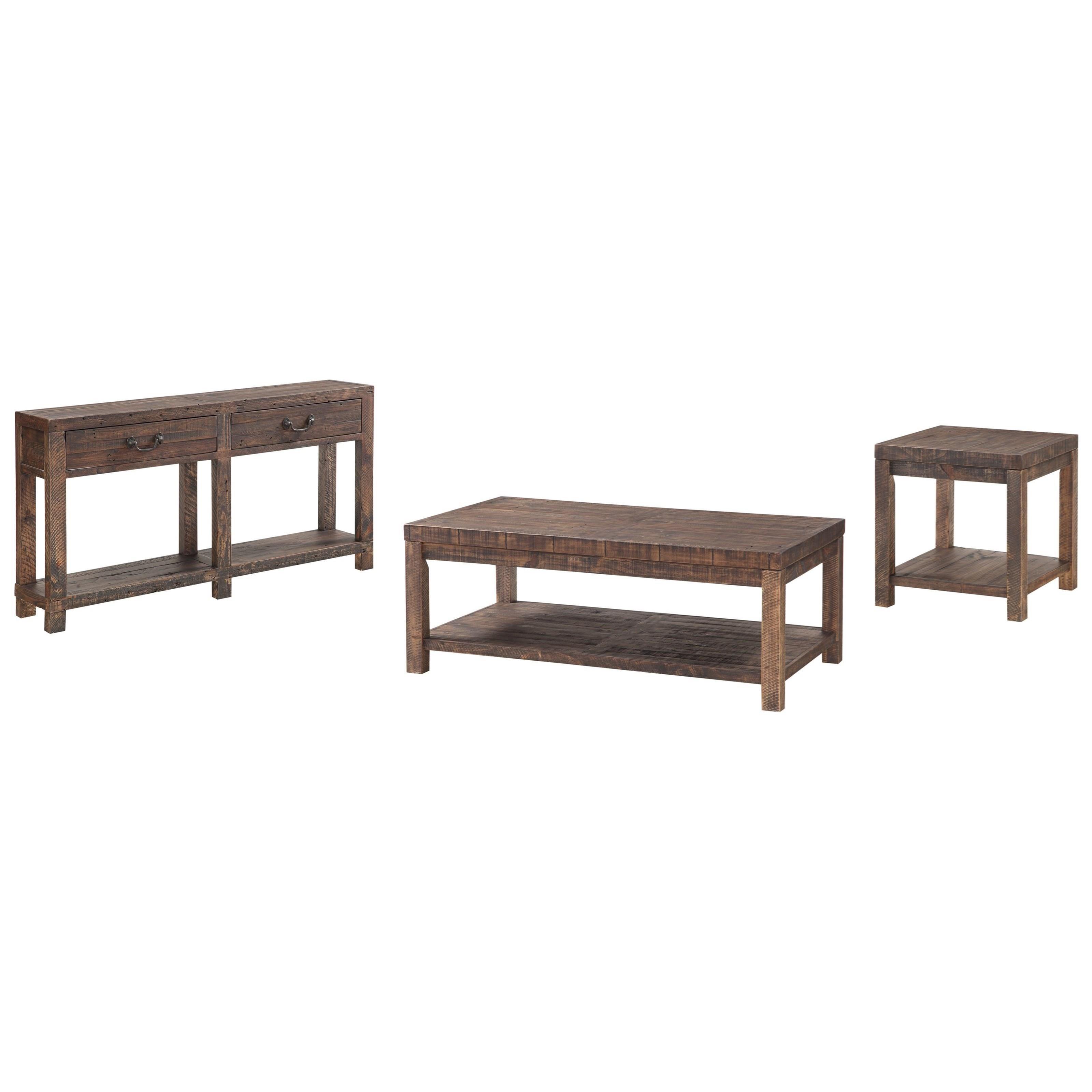

    
Reclaimed Wood Rectangular Coffee Table Set 3Pcs in Smoky Taupe CRASTER by Modus Furniture
